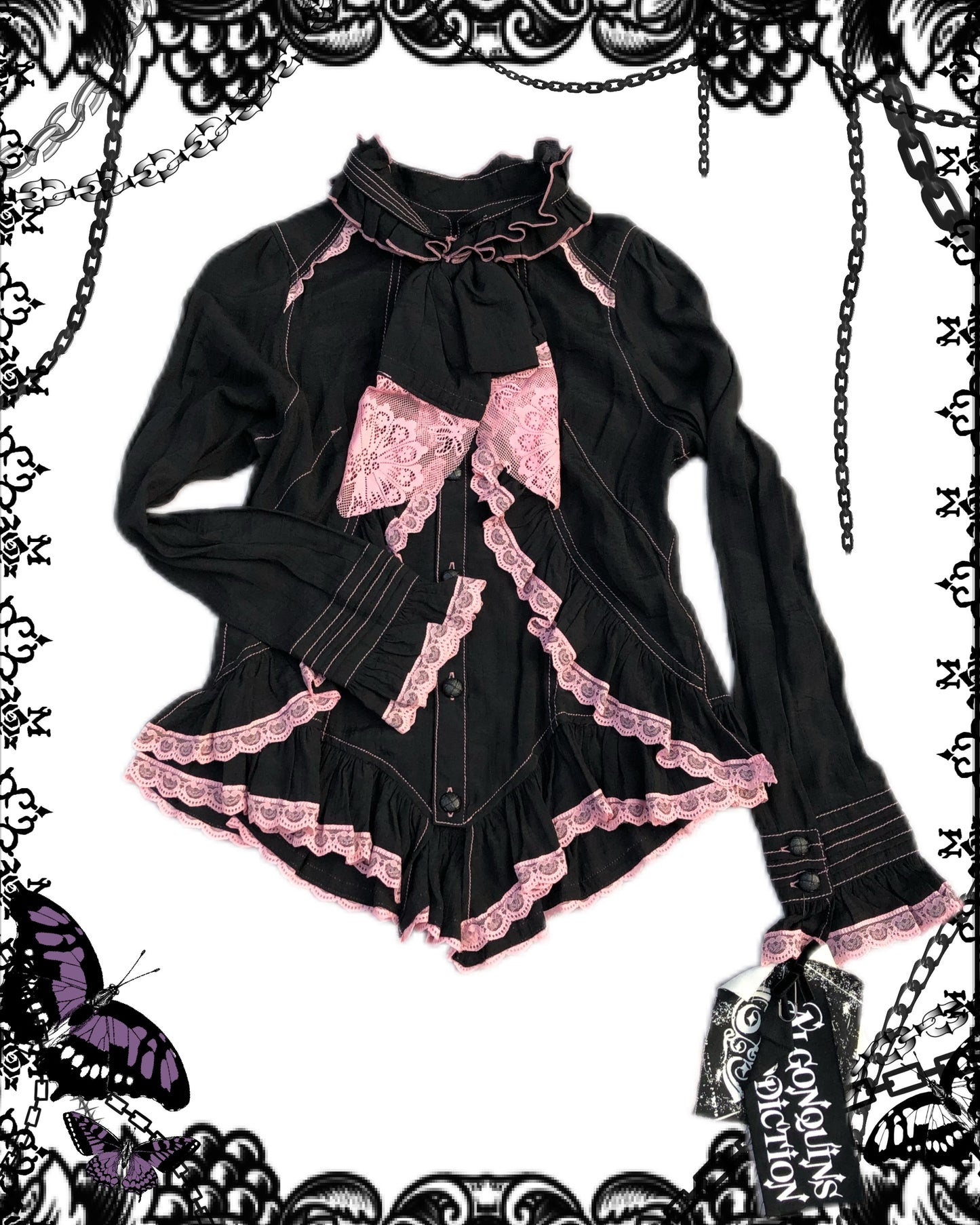 Algonquins Pink Heart Lace Ruffle Top