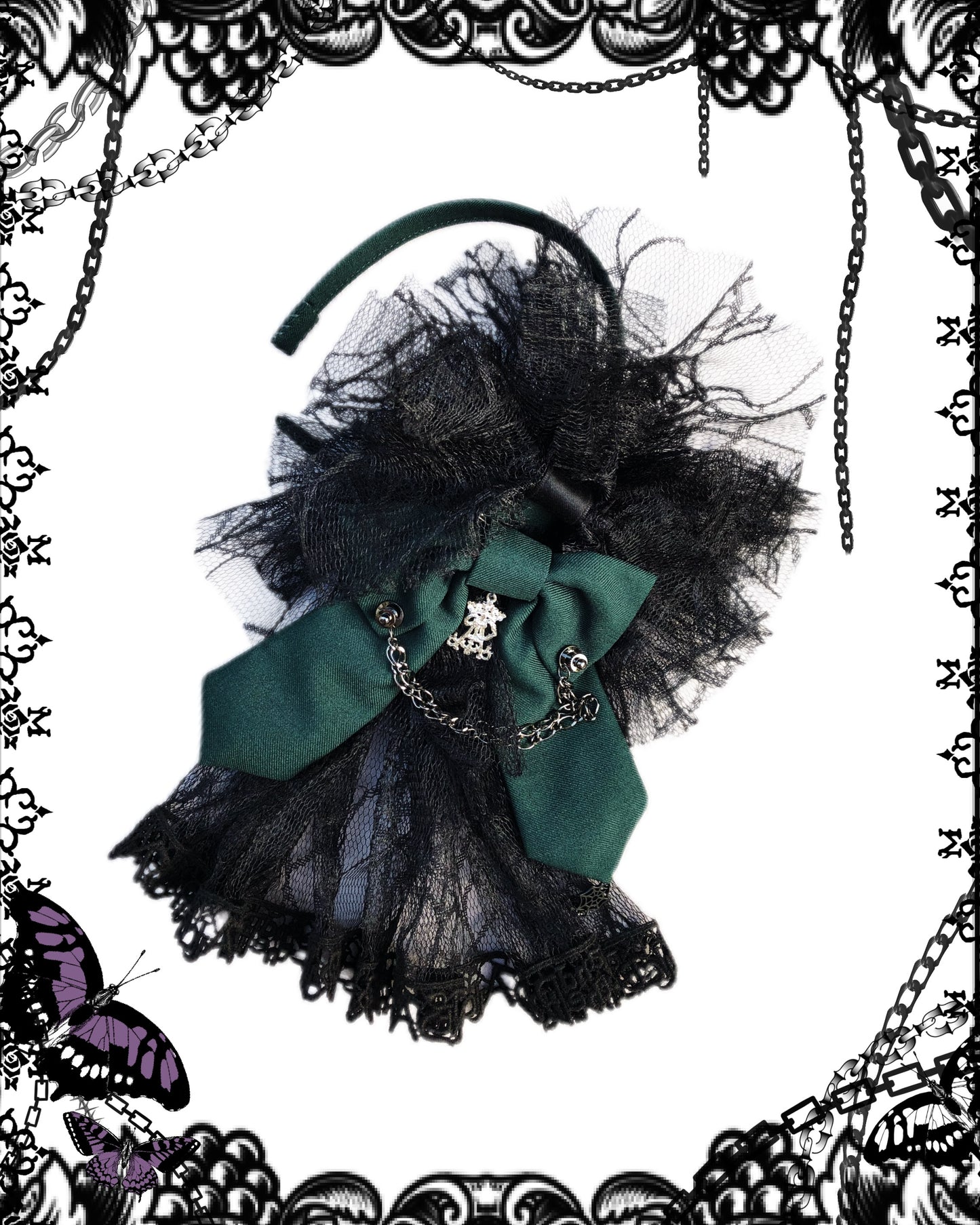 Angelic Pretty Black Lace Bow Headband