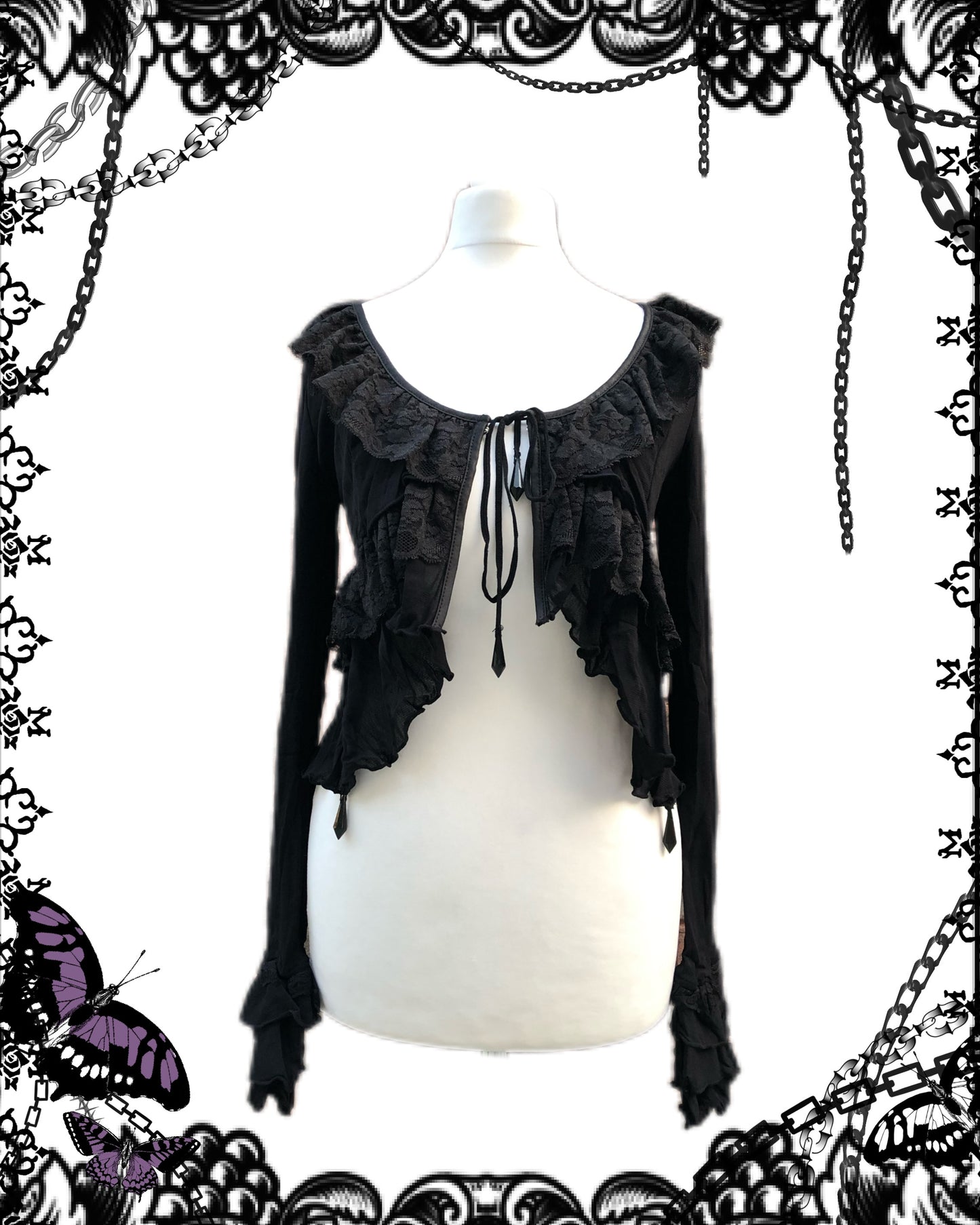 OZZ ON Black Ruffle Blouse