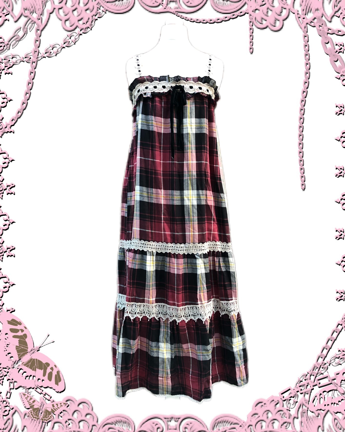 Axes Femme Plaid Lace Tank Top Dress