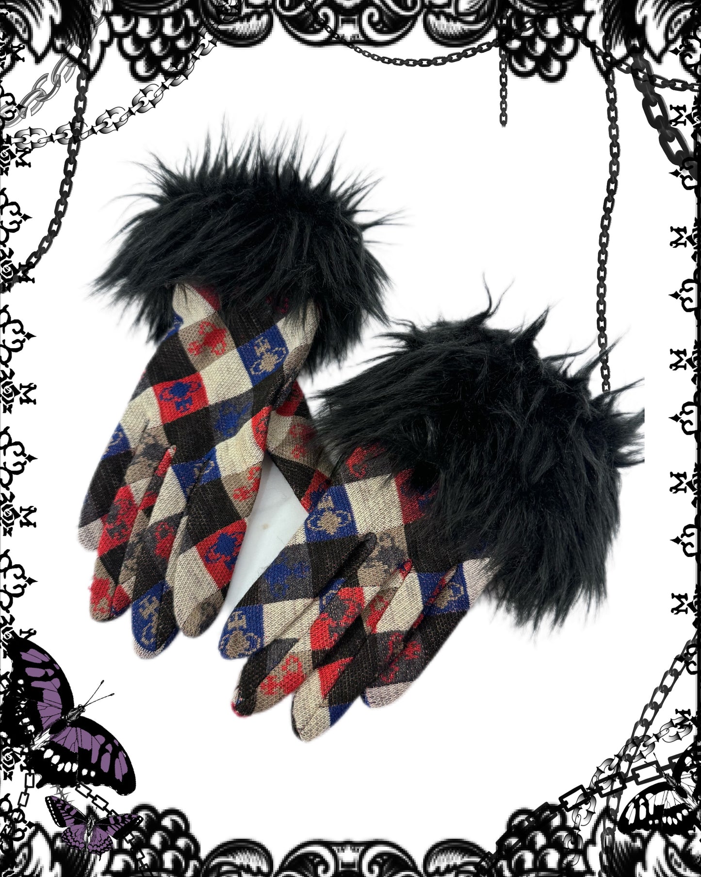 Vivienne Westwood Fur Plaid Gloves
