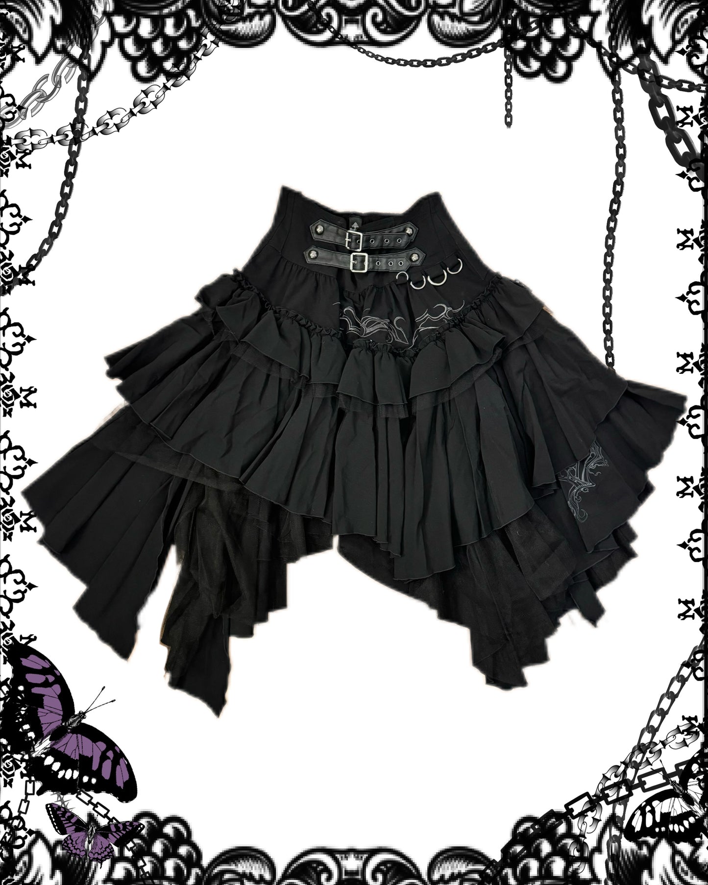 OZZ ON Buckle Multi-Layers Irregular Skirt