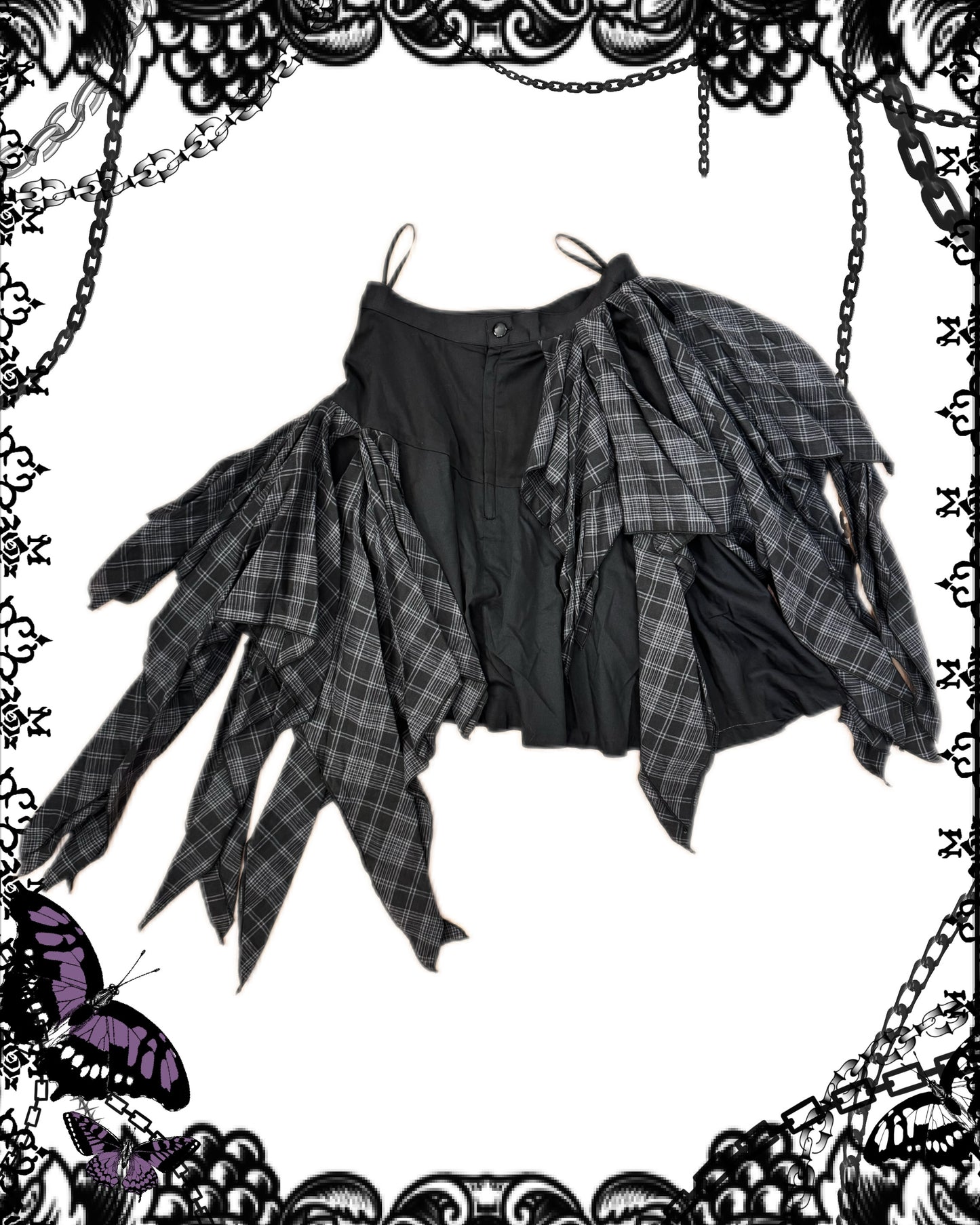 Black Peace Now Irregular Plaid Skirt