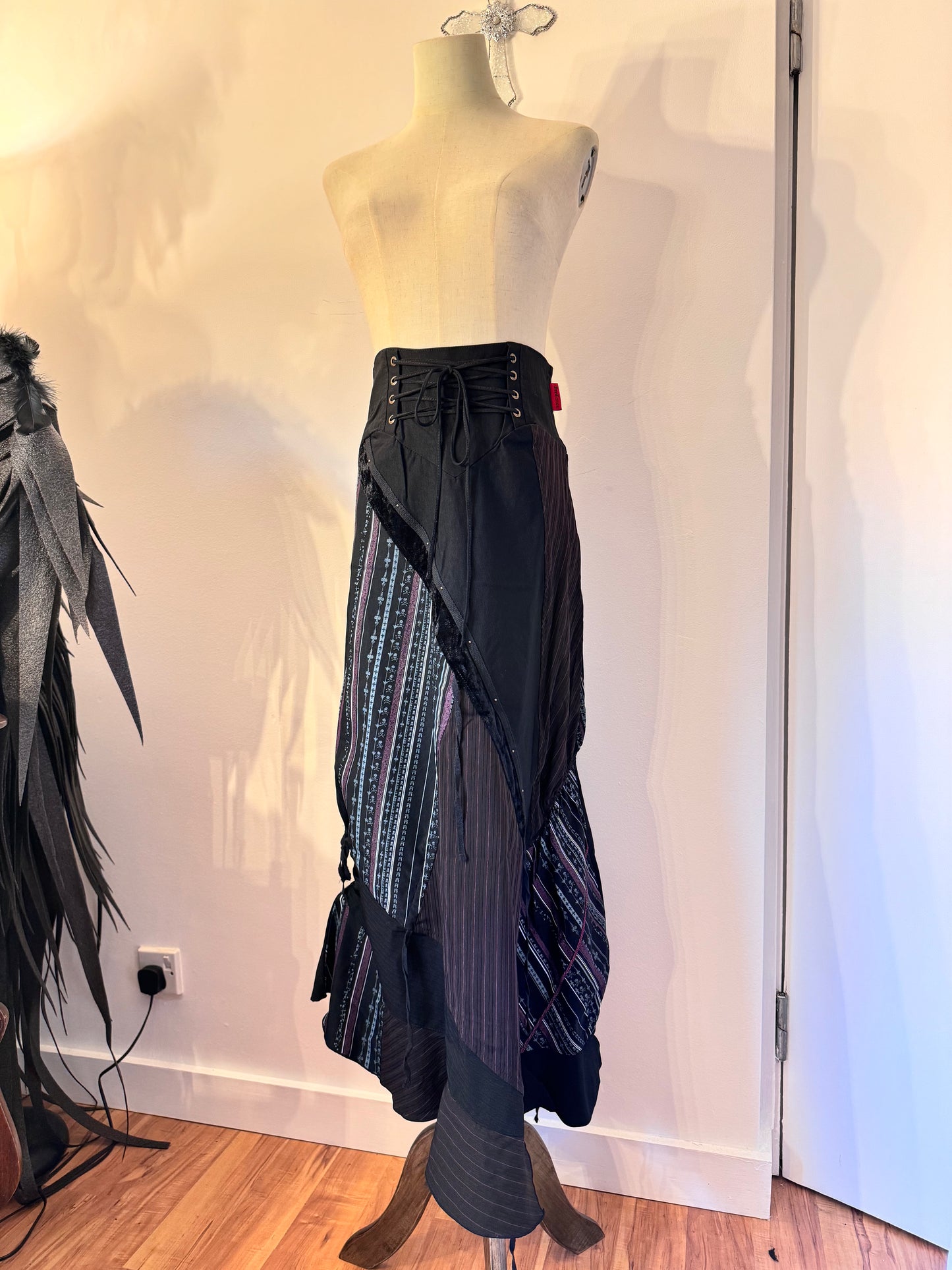 OZZ ON Stripe Patch Maxi Skirt