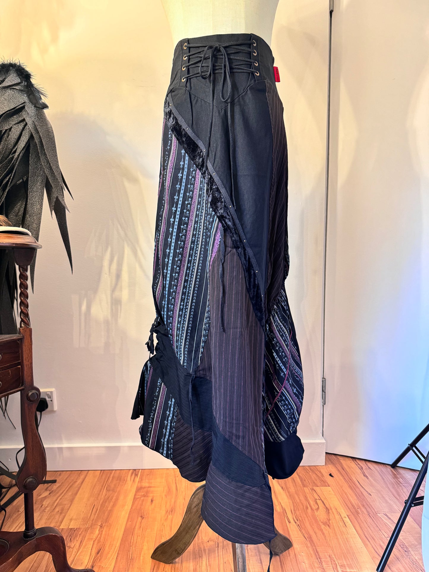 OZZ ON Stripe Patch Maxi Skirt