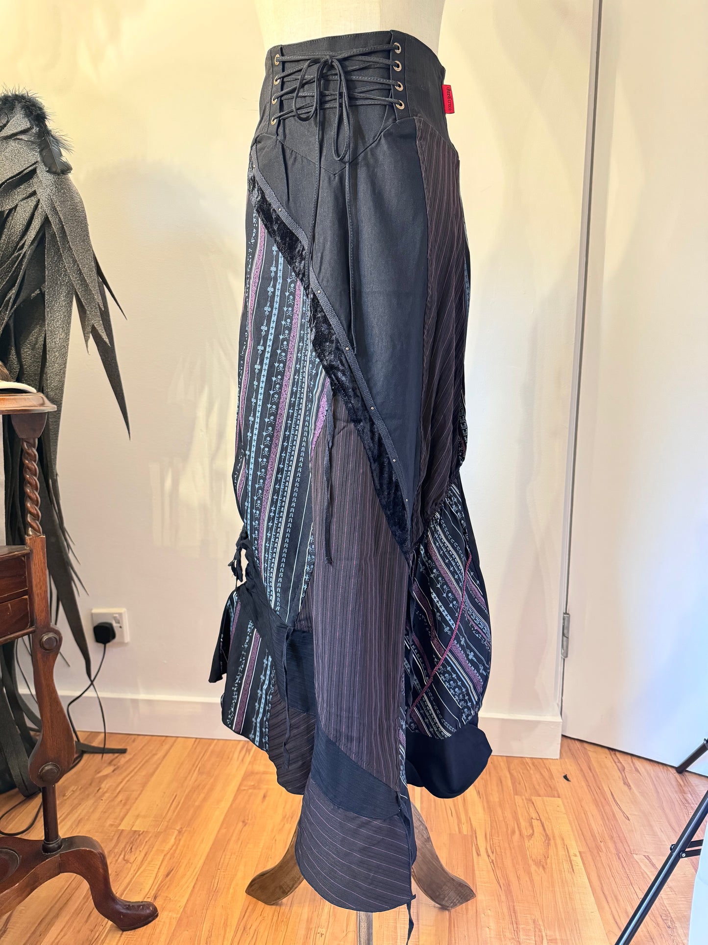 OZZ ON Stripe Patch Maxi Skirt