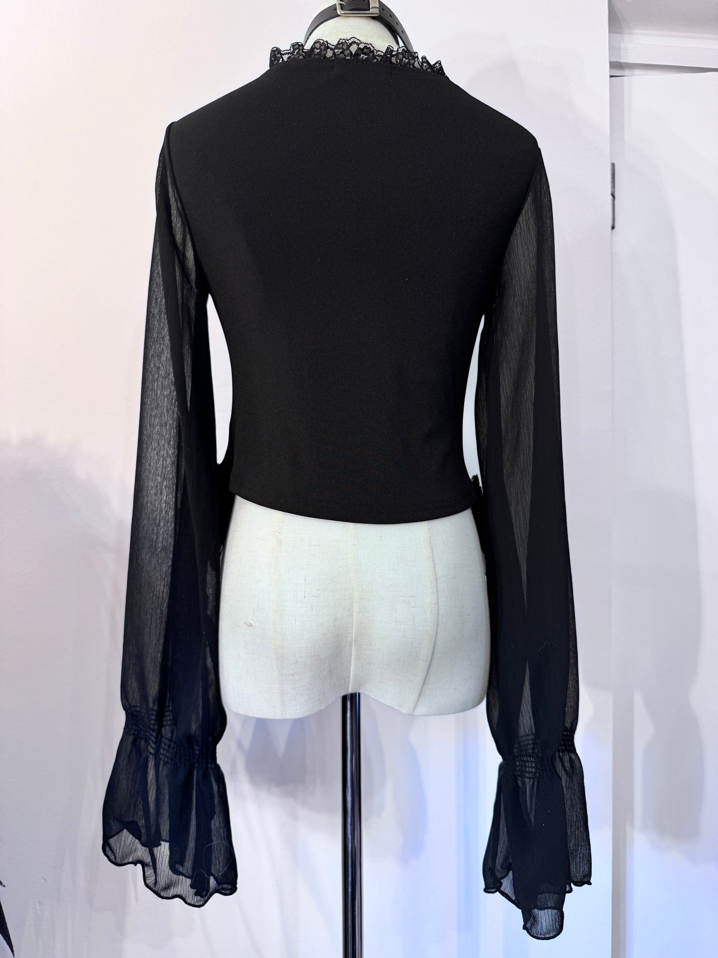 Qutie Frash Mesh Long-Sleeves Corset Top