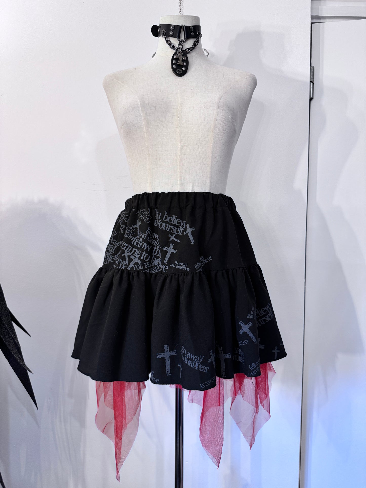Ghost of Harlem 2-Layers Cross Print Skirt