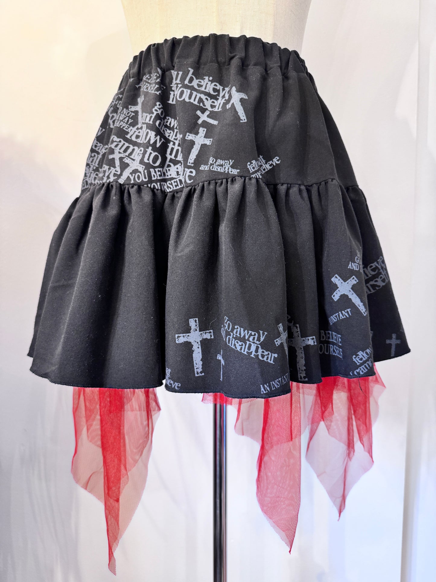 Ghost of Harlem 2-Layers Cross Print Skirt