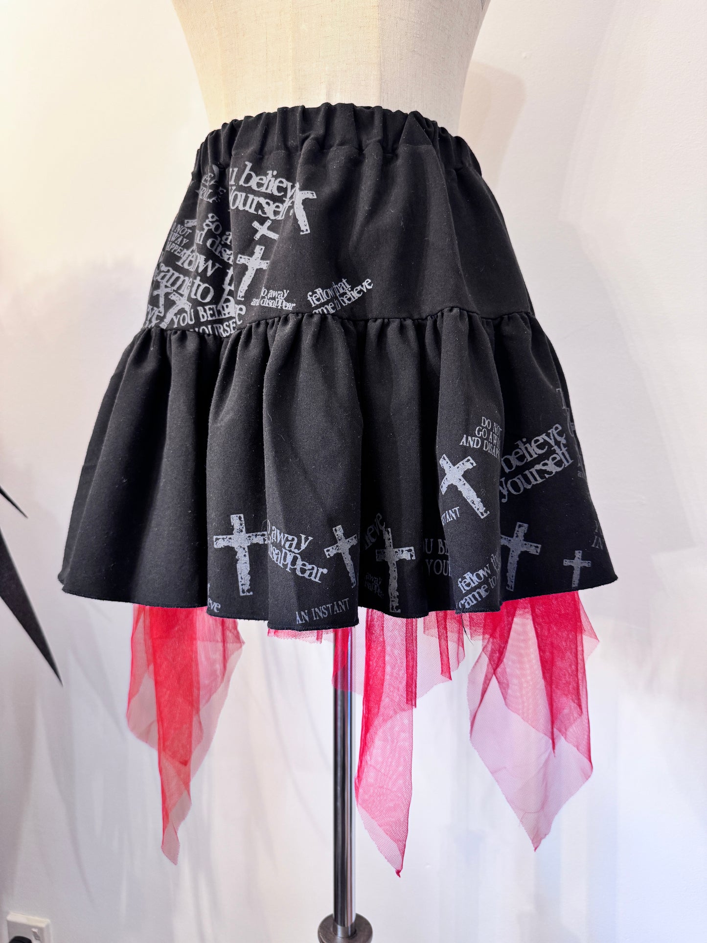 Ghost of Harlem 2-Layers Cross Print Skirt