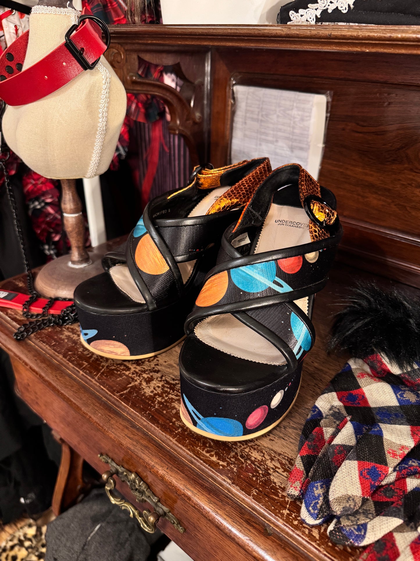 Undercover Space Print Platform Sandals