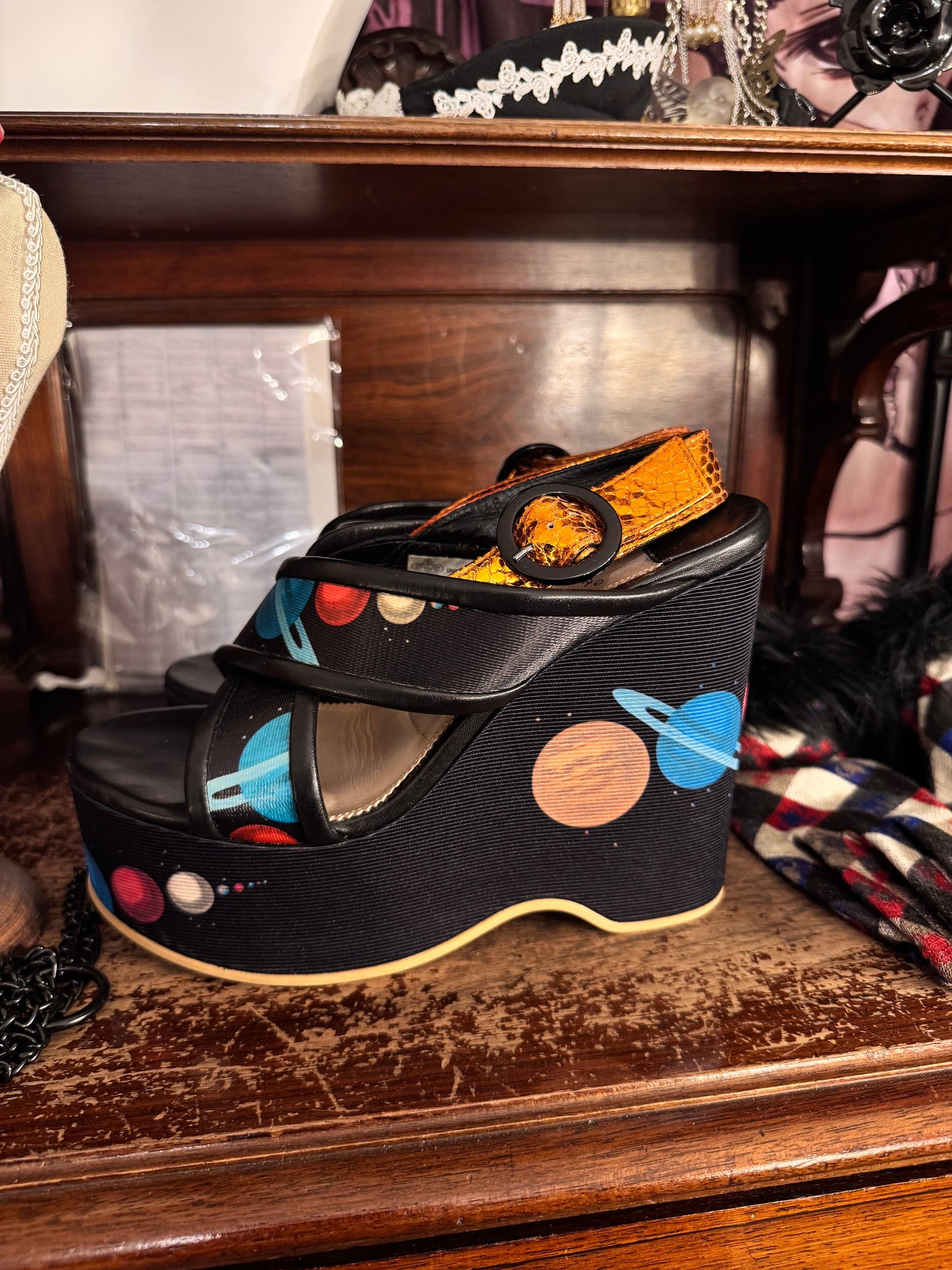 Undercover Space Print Platform Sandals