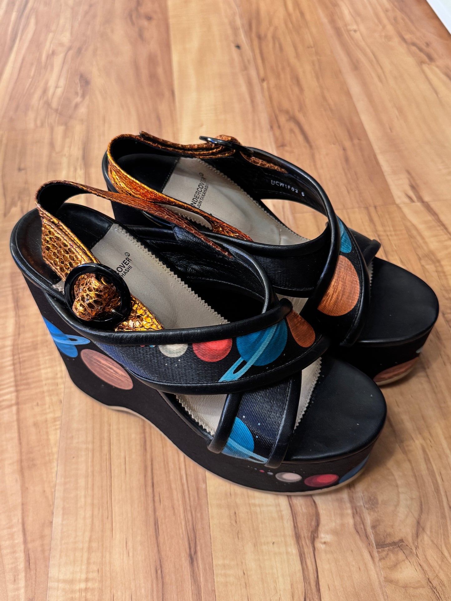 Undercover Space Print Platform Sandals