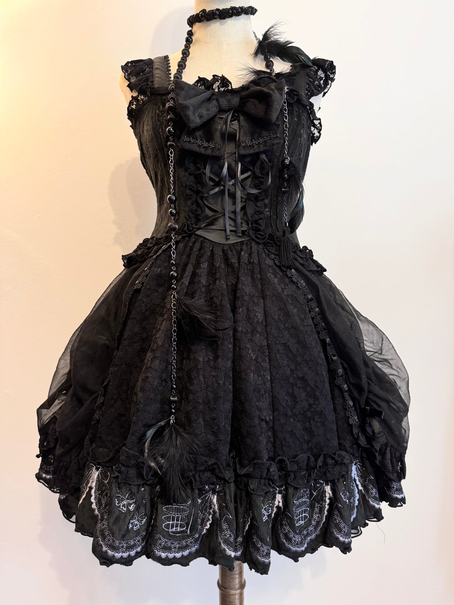 h.Naoto Frill Mesh Layer Bow JSK