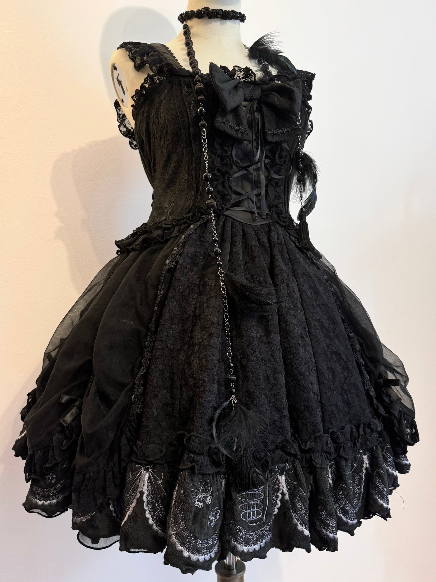 h.Naoto Frill Mesh Layer Bow JSK