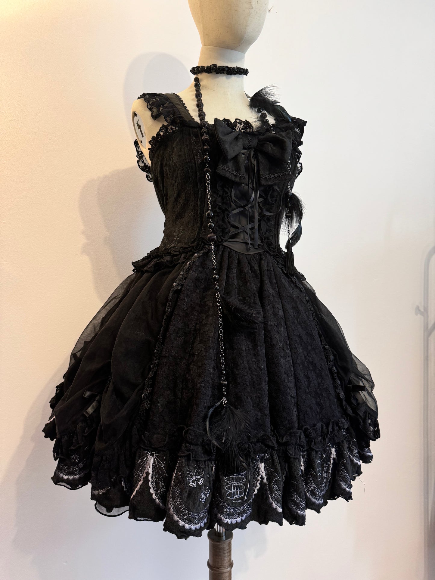 h.Naoto Frill Mesh Layer Bow JSK
