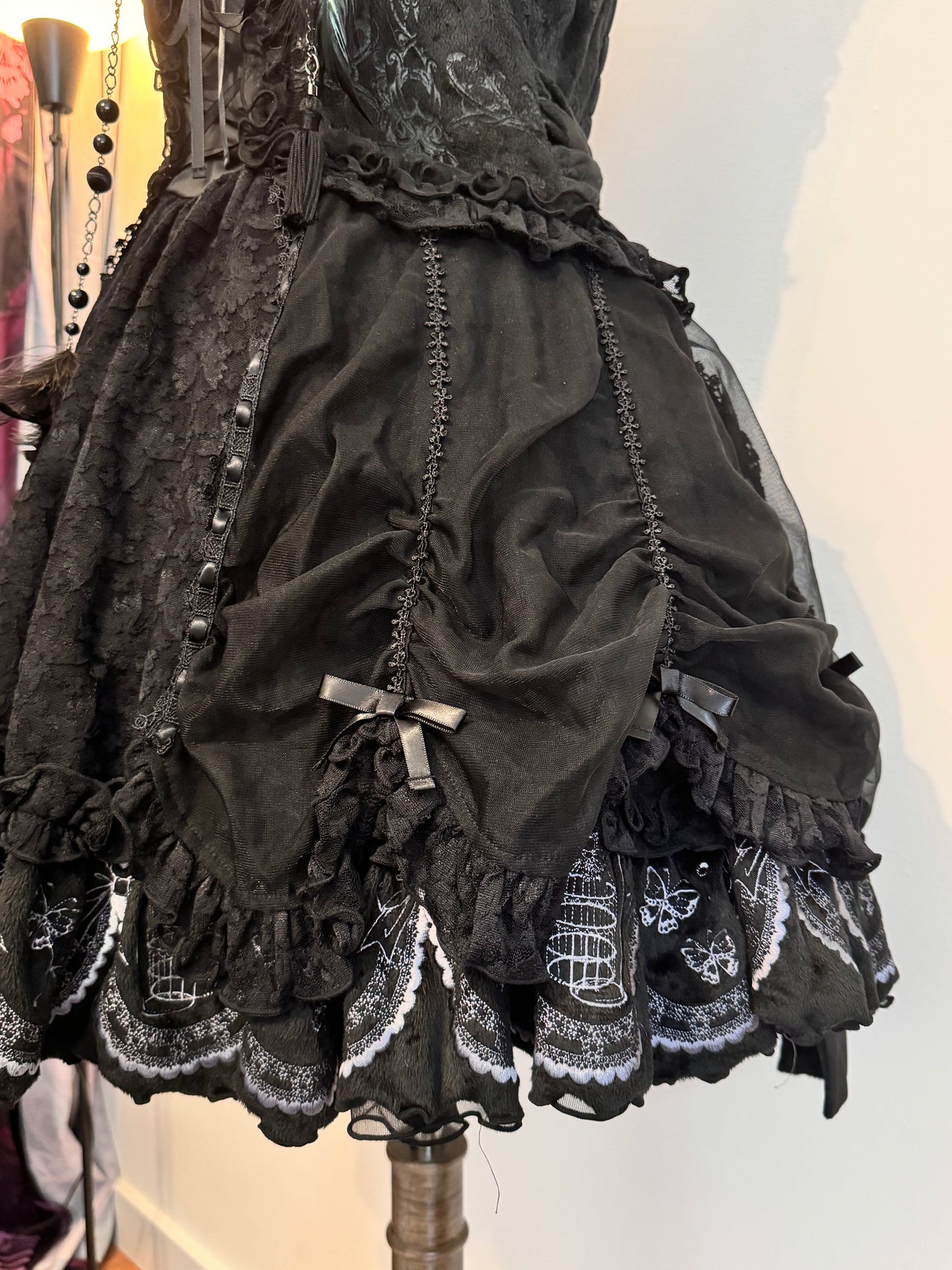 h.Naoto Frill Mesh Layer Bow JSK