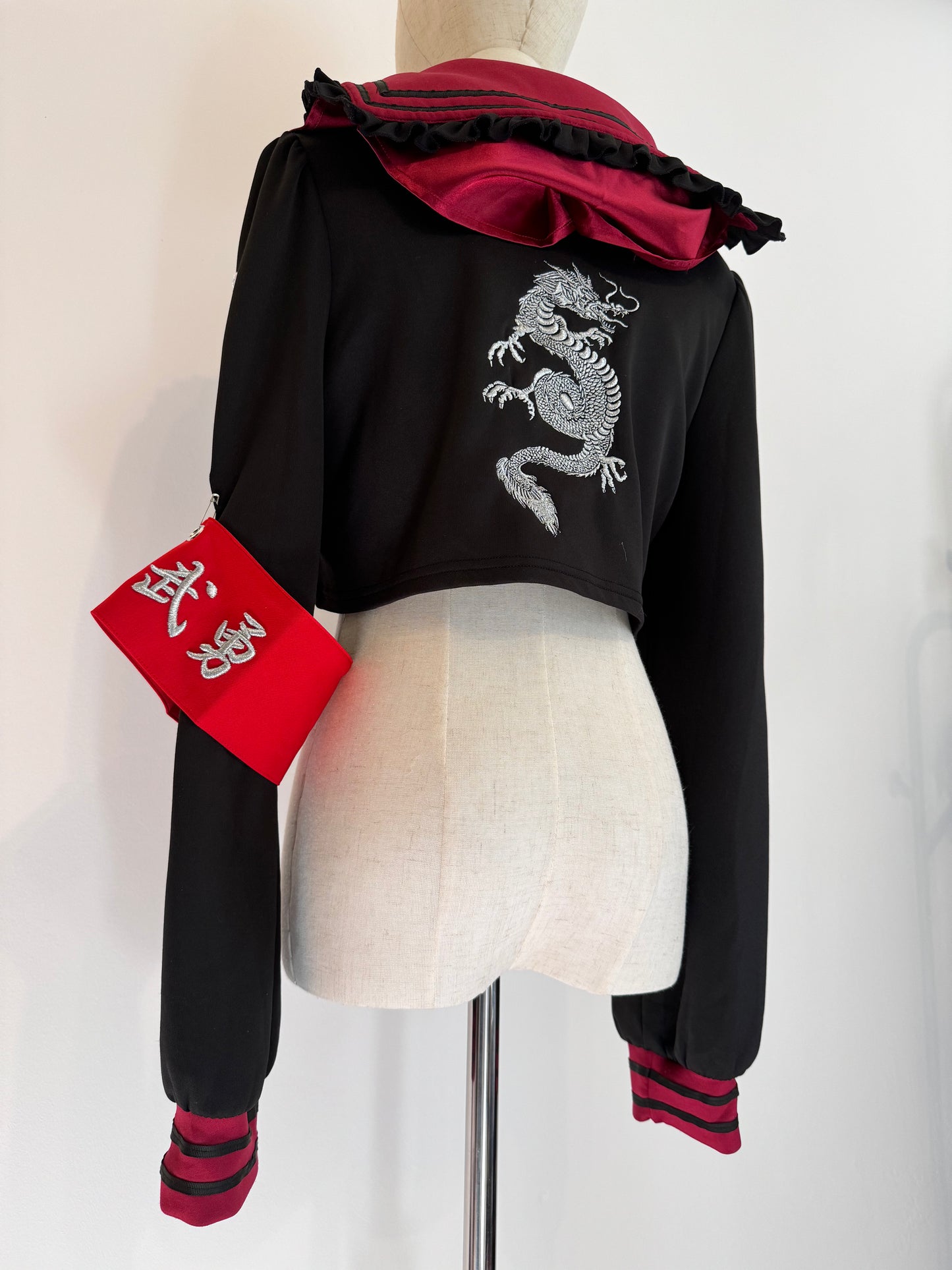 Jamie Ank Dragon Print Sailor Crop Top