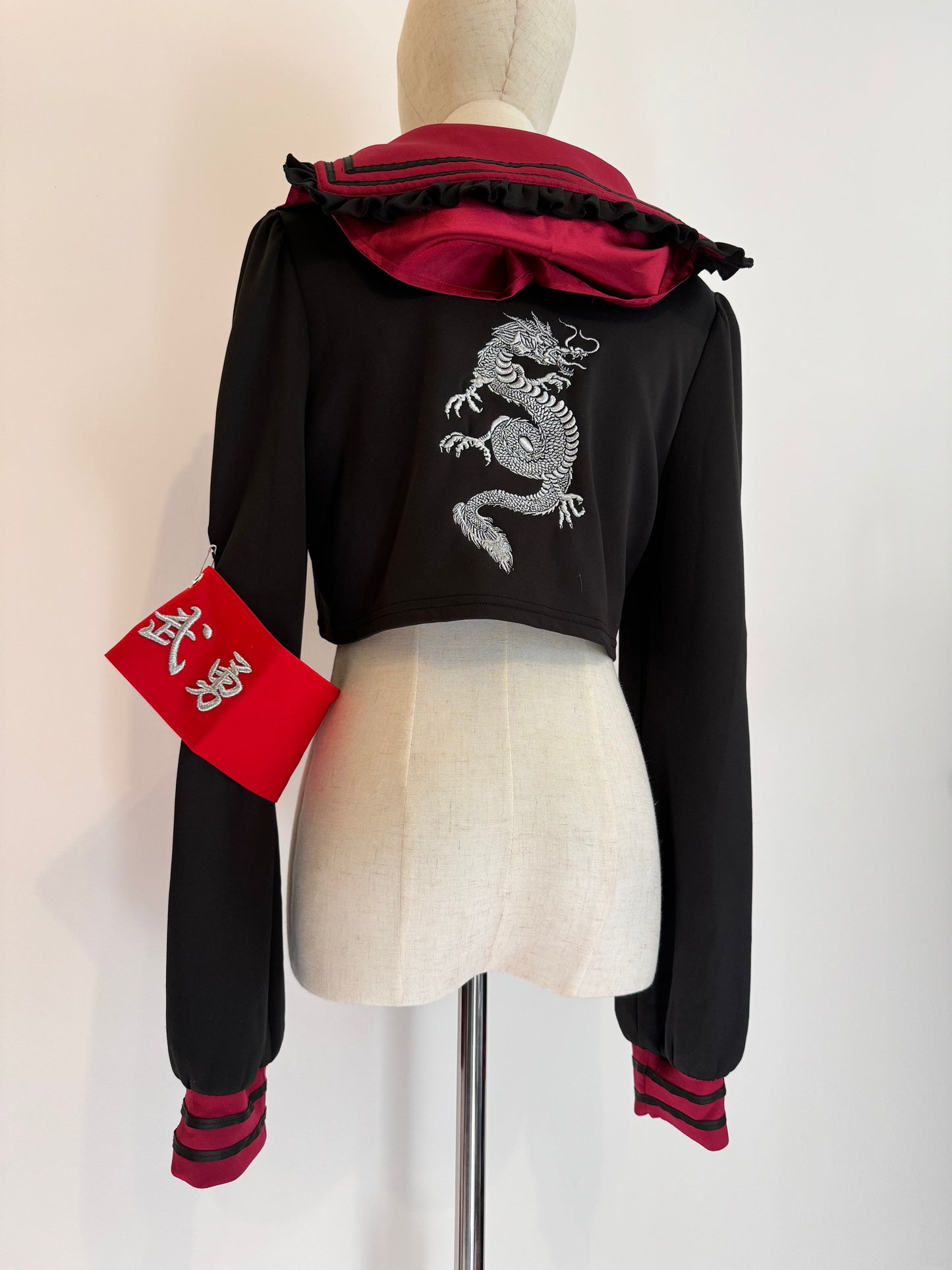 Jamie Ank Dragon Print Sailor Crop Top