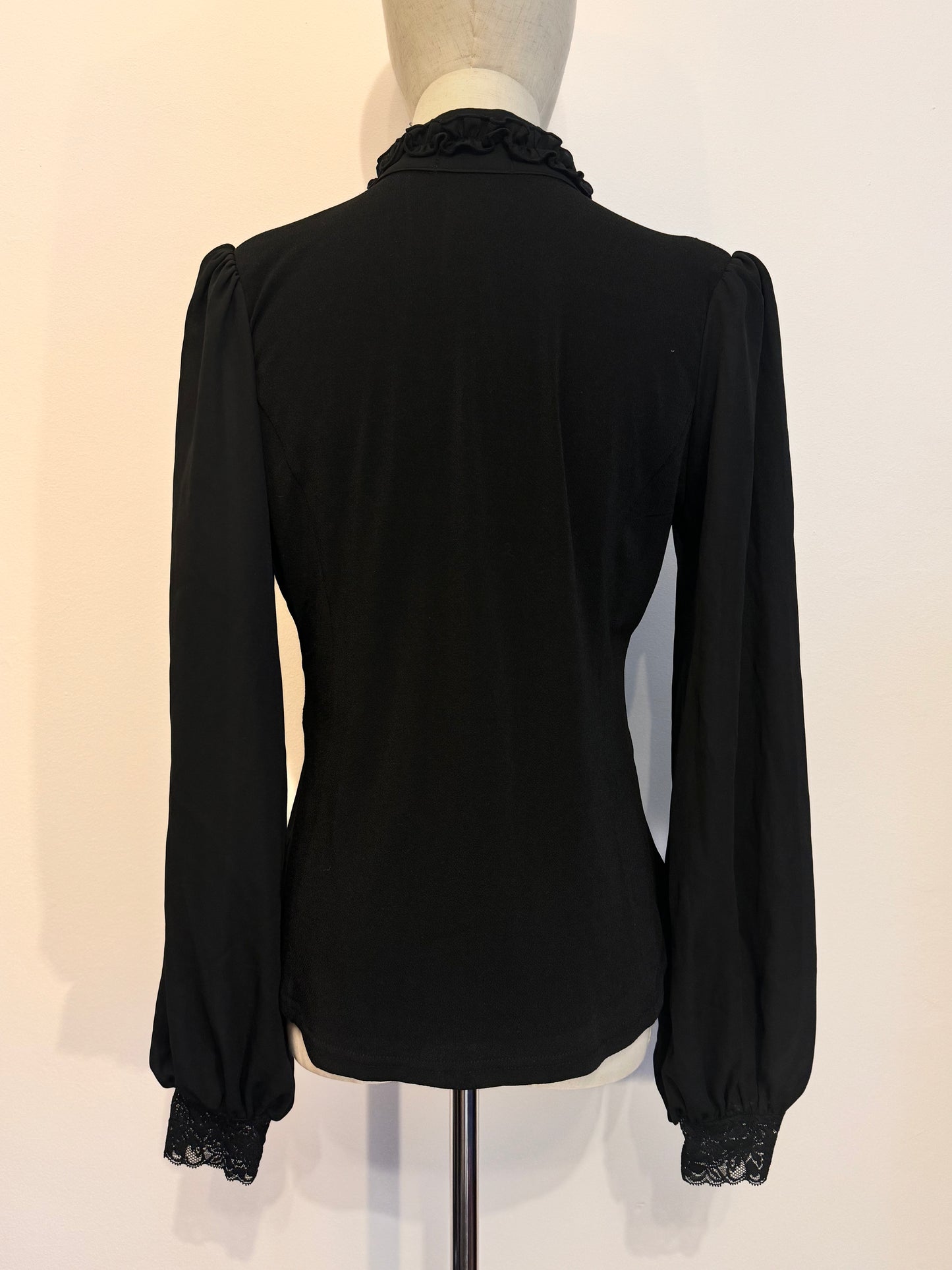 Black Peace Now Black Ruffle Button Up