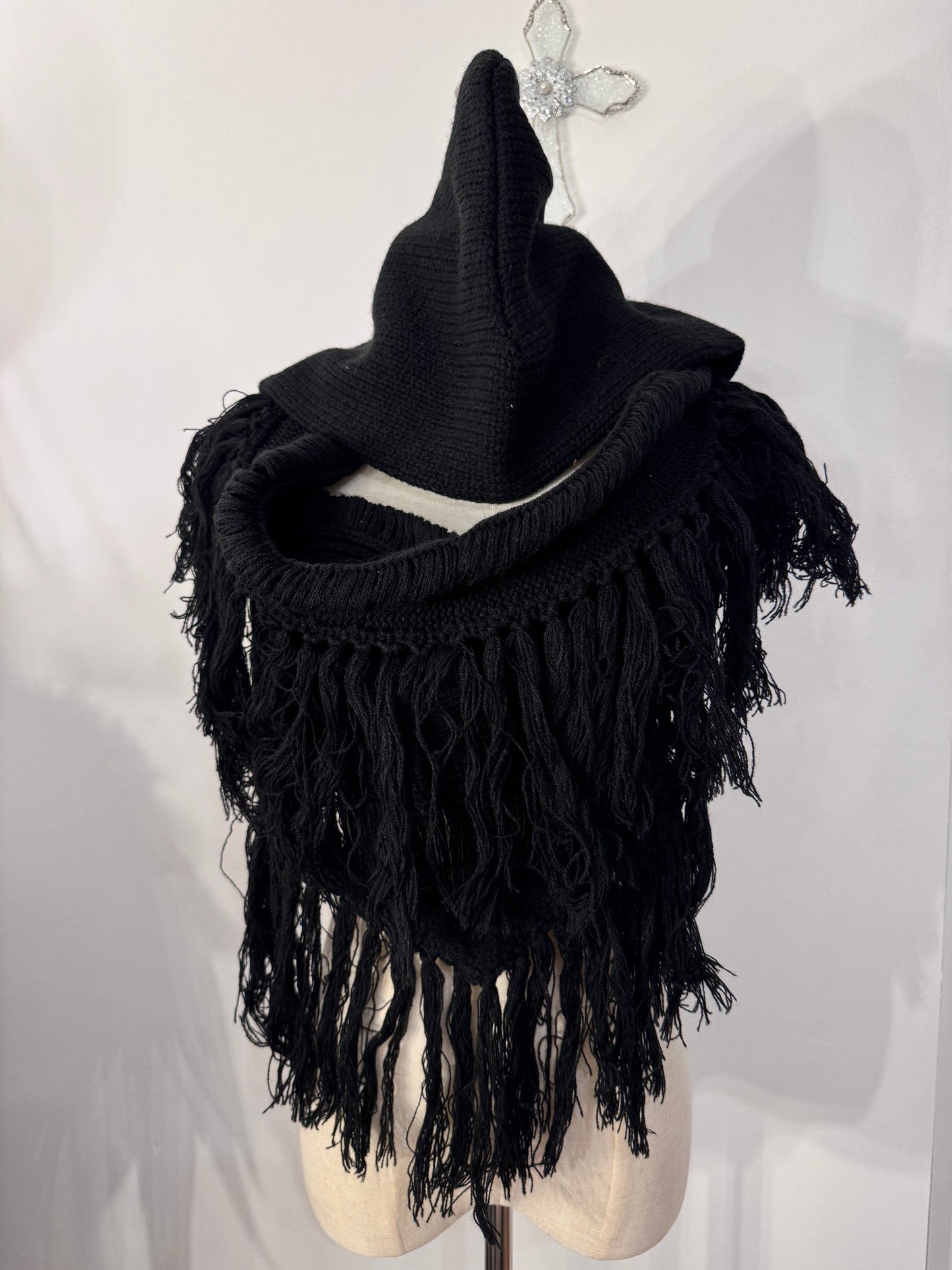 Moonage Devilment Tassel Scarf with Hood