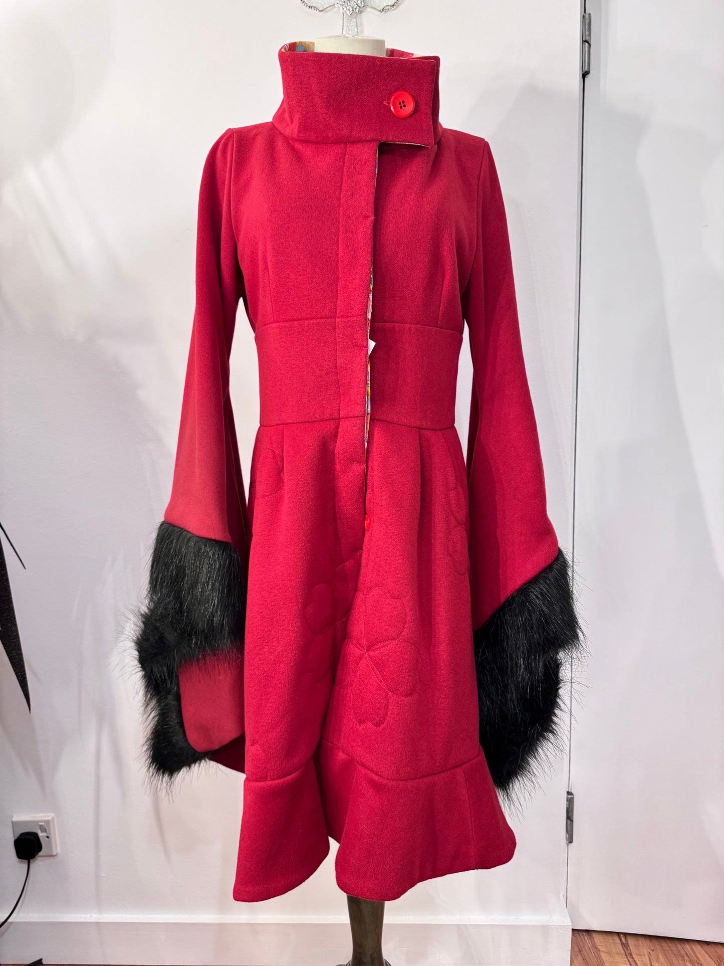 gouk High-Neck Red Dress Coat