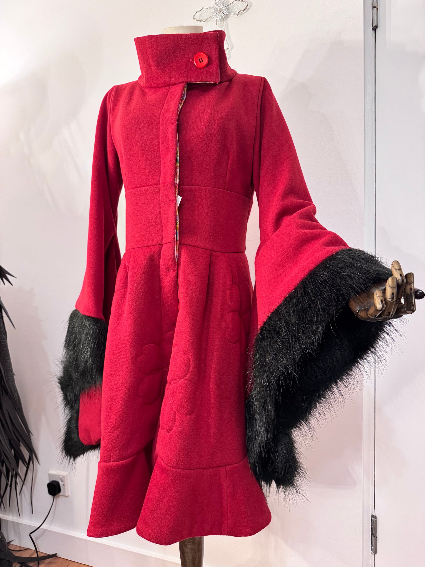 gouk High-Neck Red Dress Coat