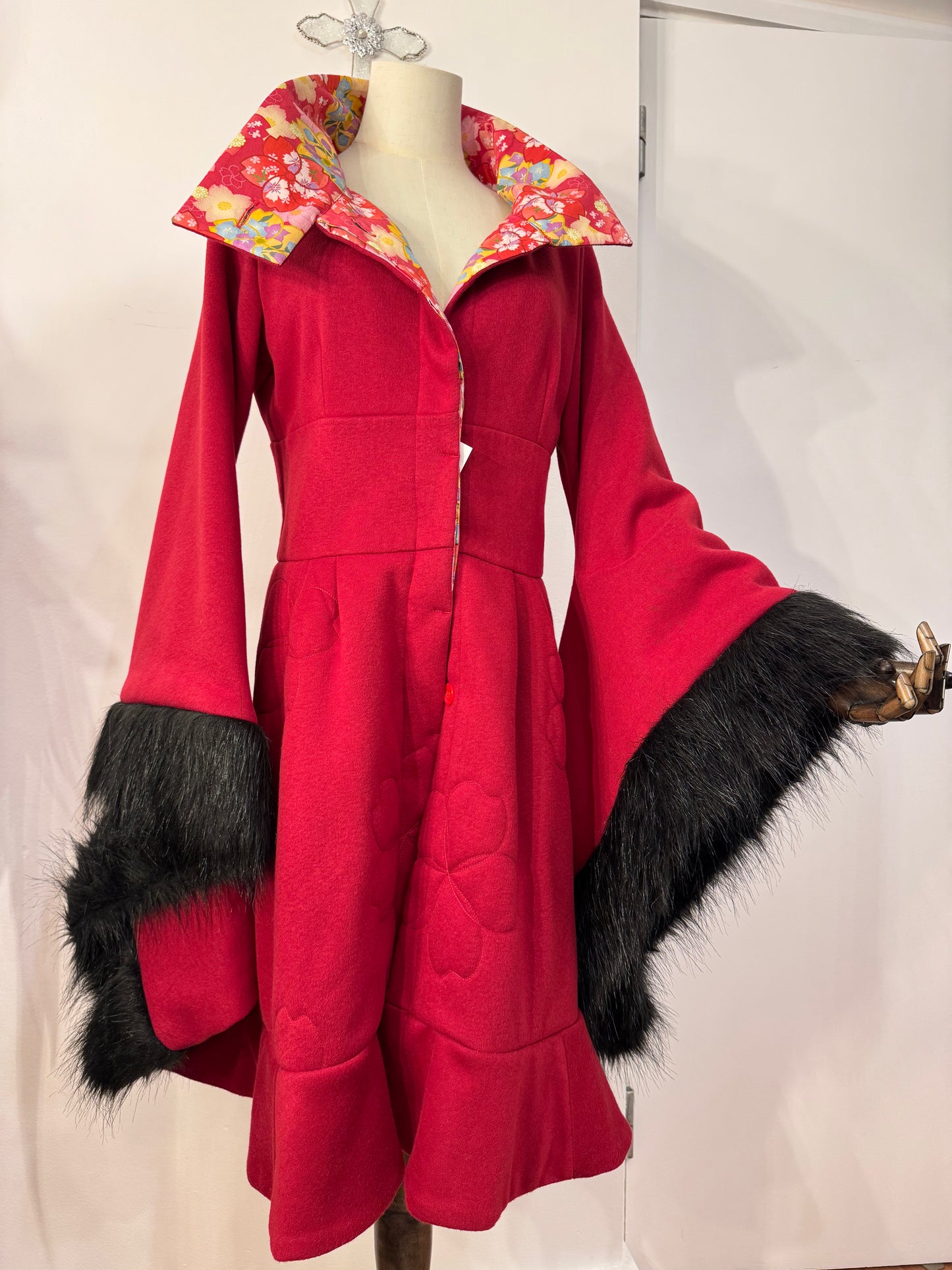 gouk High-Neck Red Dress Coat