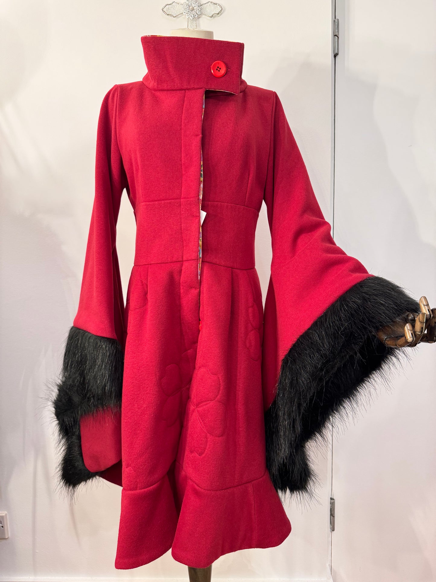 gouk High-Neck Red Dress Coat