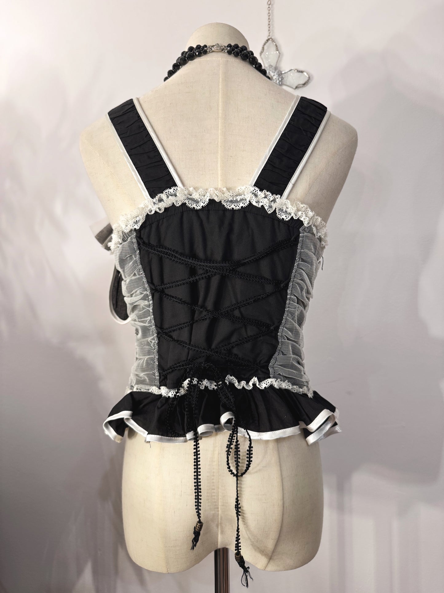 Algonquins Lace and Jewel Lace-Up Top