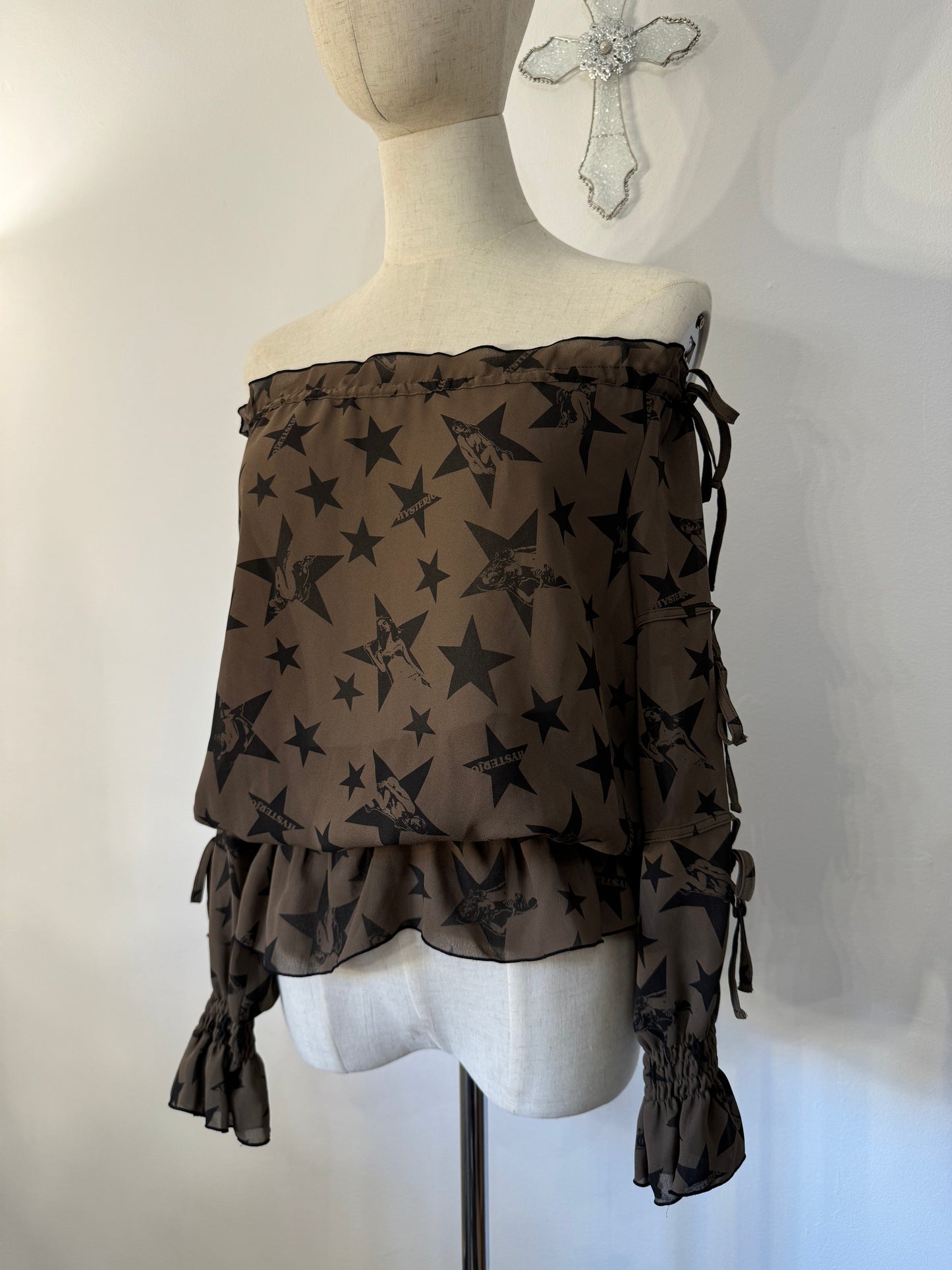 Hysteric Glamour Star Print Off-The-Shoulder Top