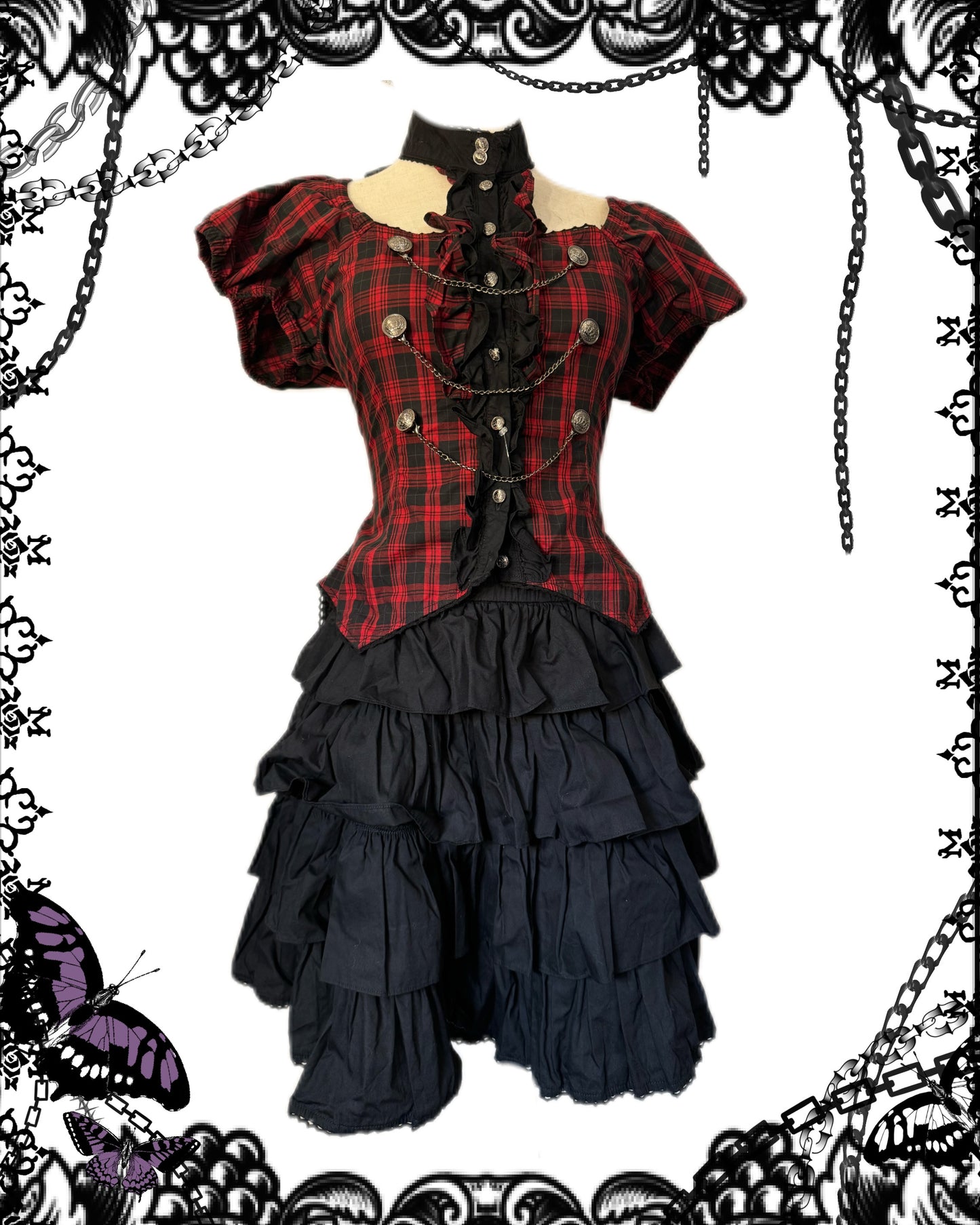 Putumayo Plaid Top and Ruffle Skirt Set