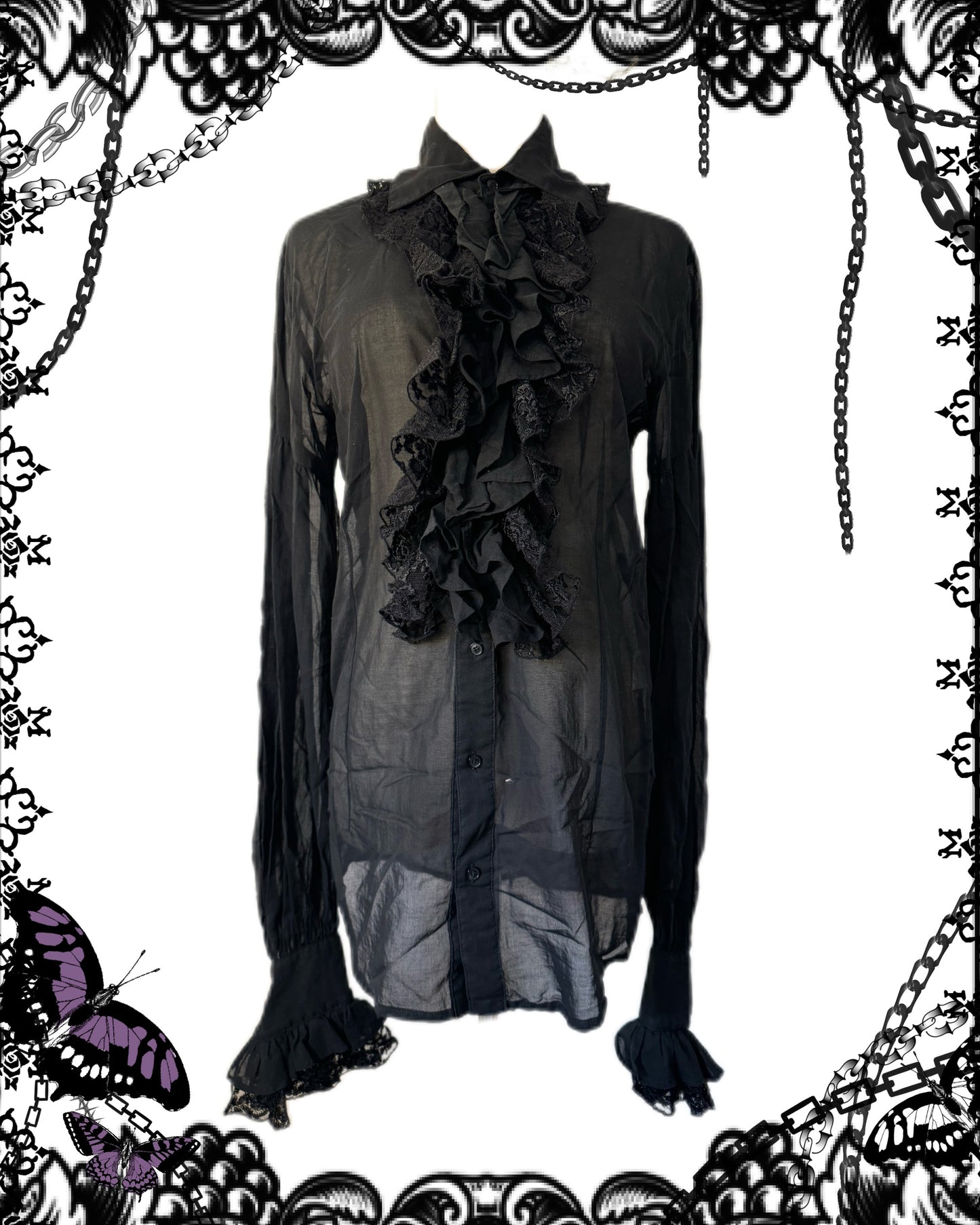 alice auaa See-Through Ruffle Button Up