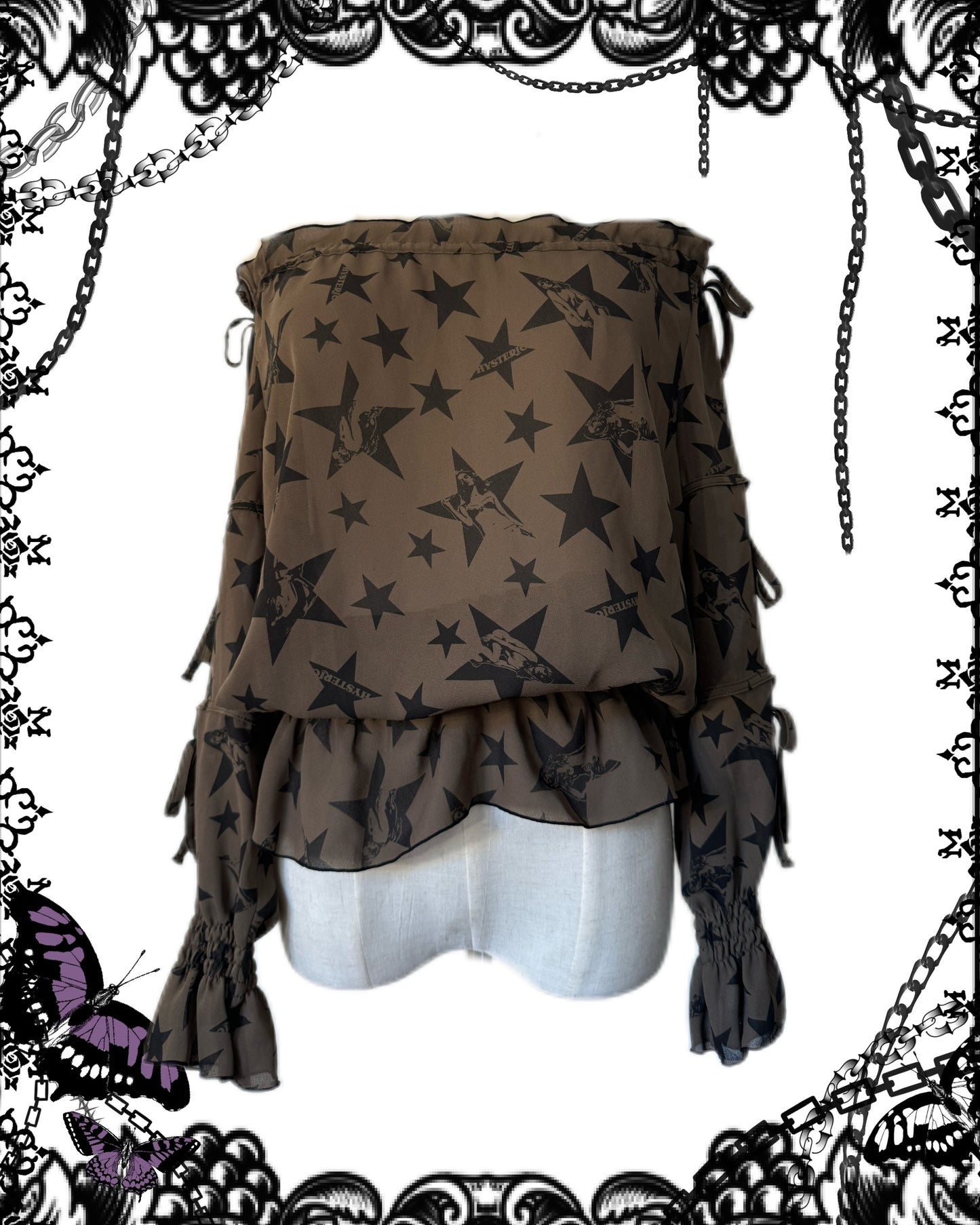 Hysteric Glamour Star Print Off-The-Shoulder Top