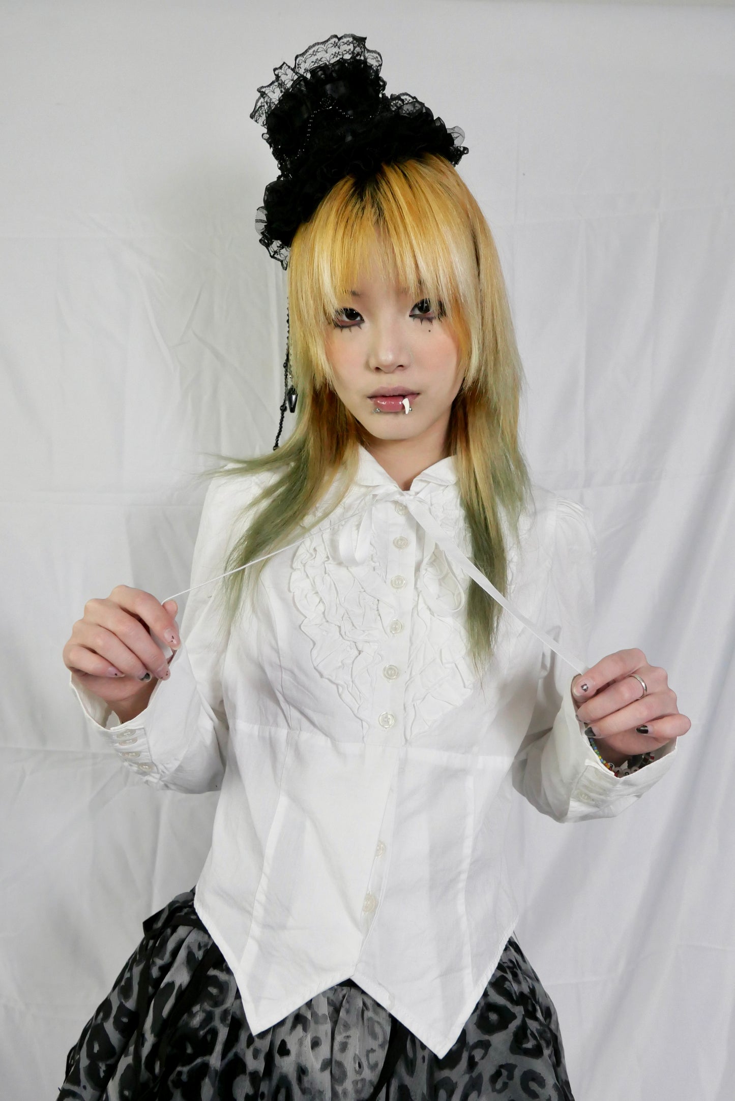 Black Peace Now Ruffle Bib Shirt
