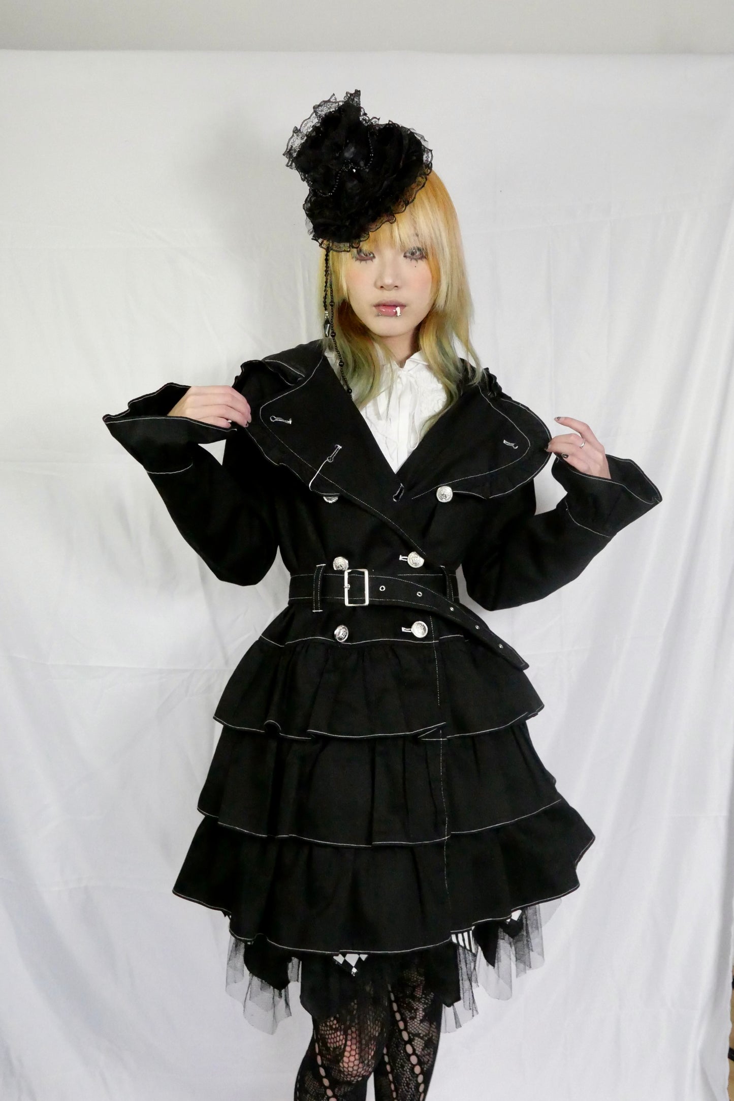 MA Cat Ear Hood Jacket Ruffle Dress