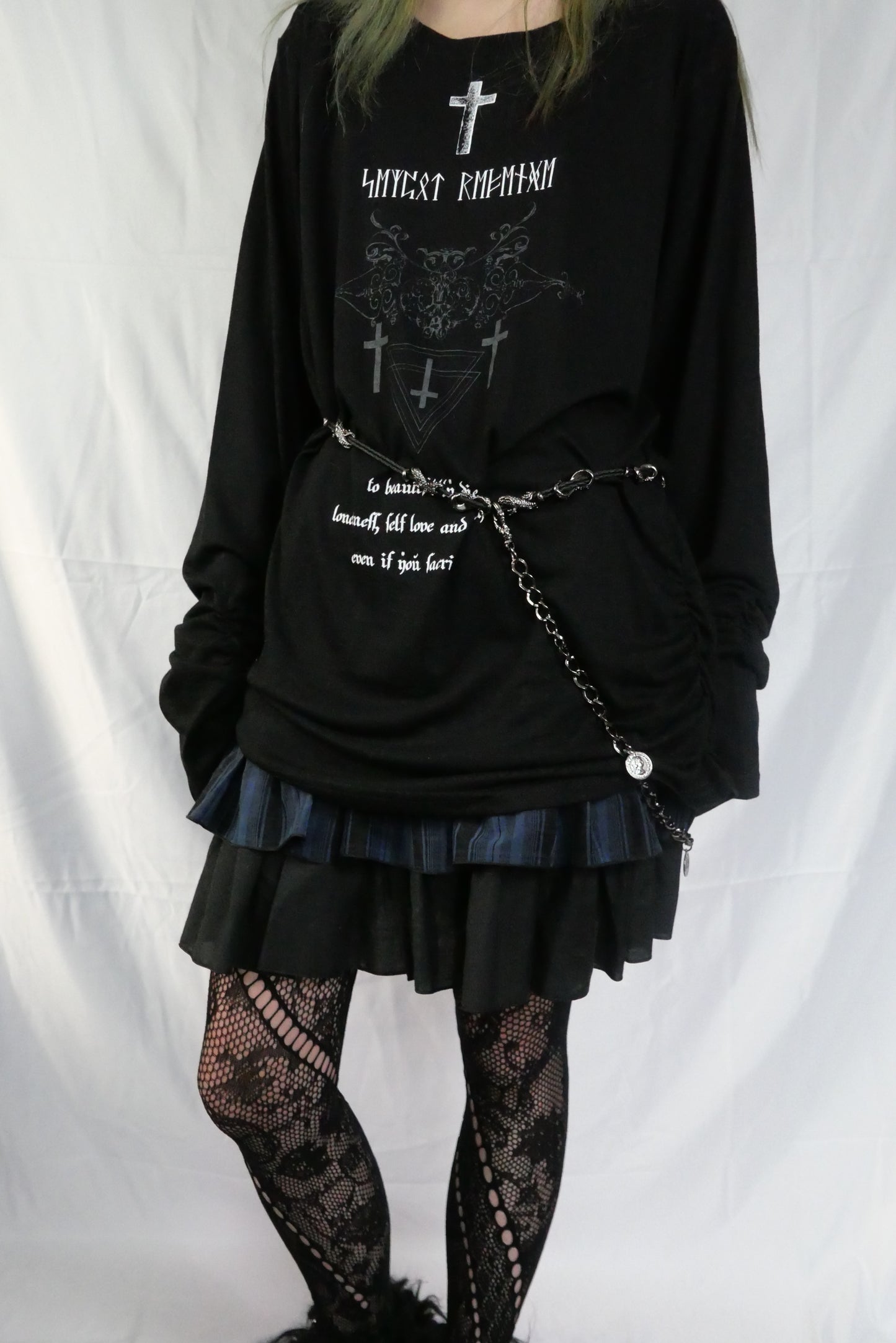 Sexpot Revenge Cross Print Long-Sleeves Shirt