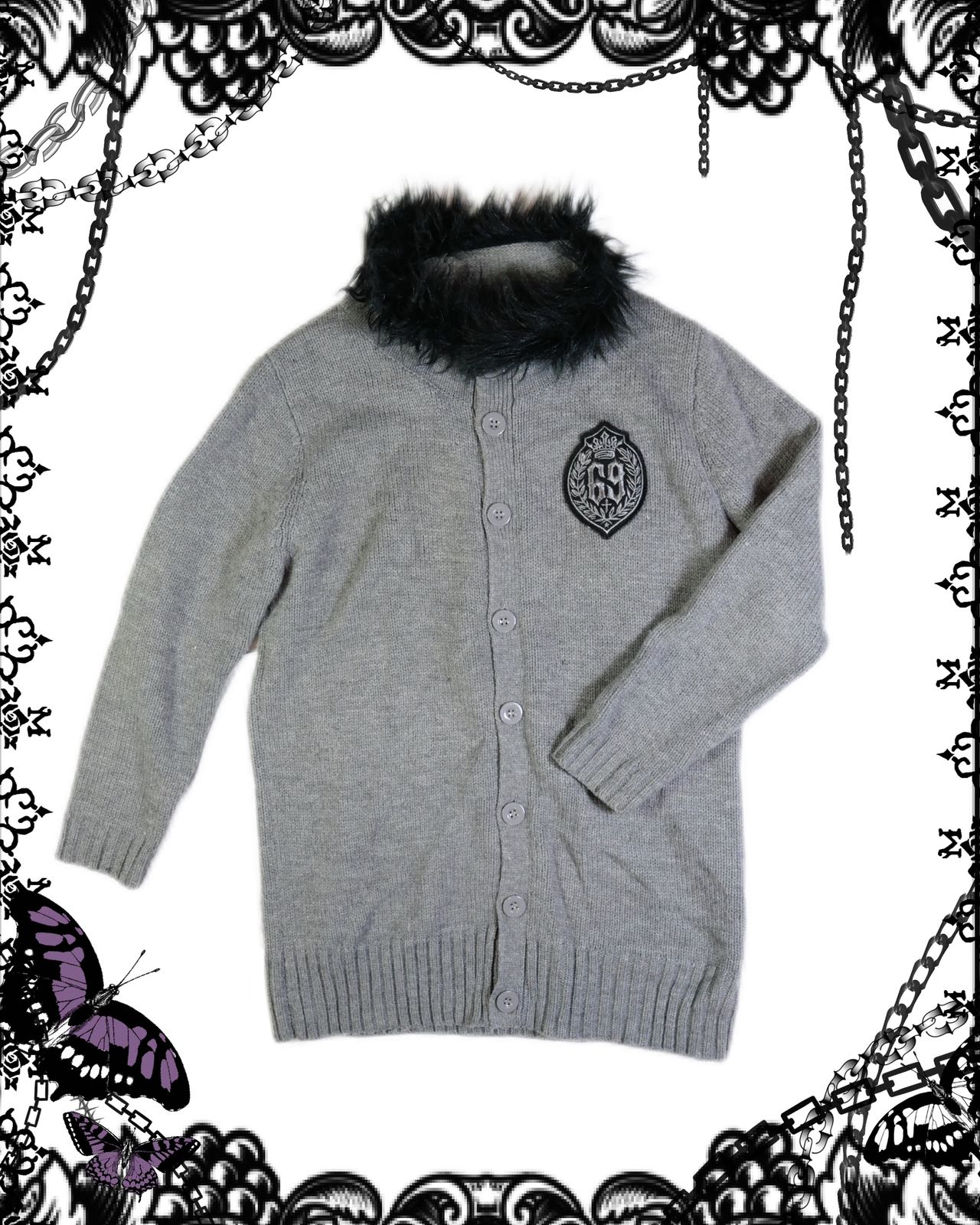 Algonquins Fur Collar Button Up Cardigan