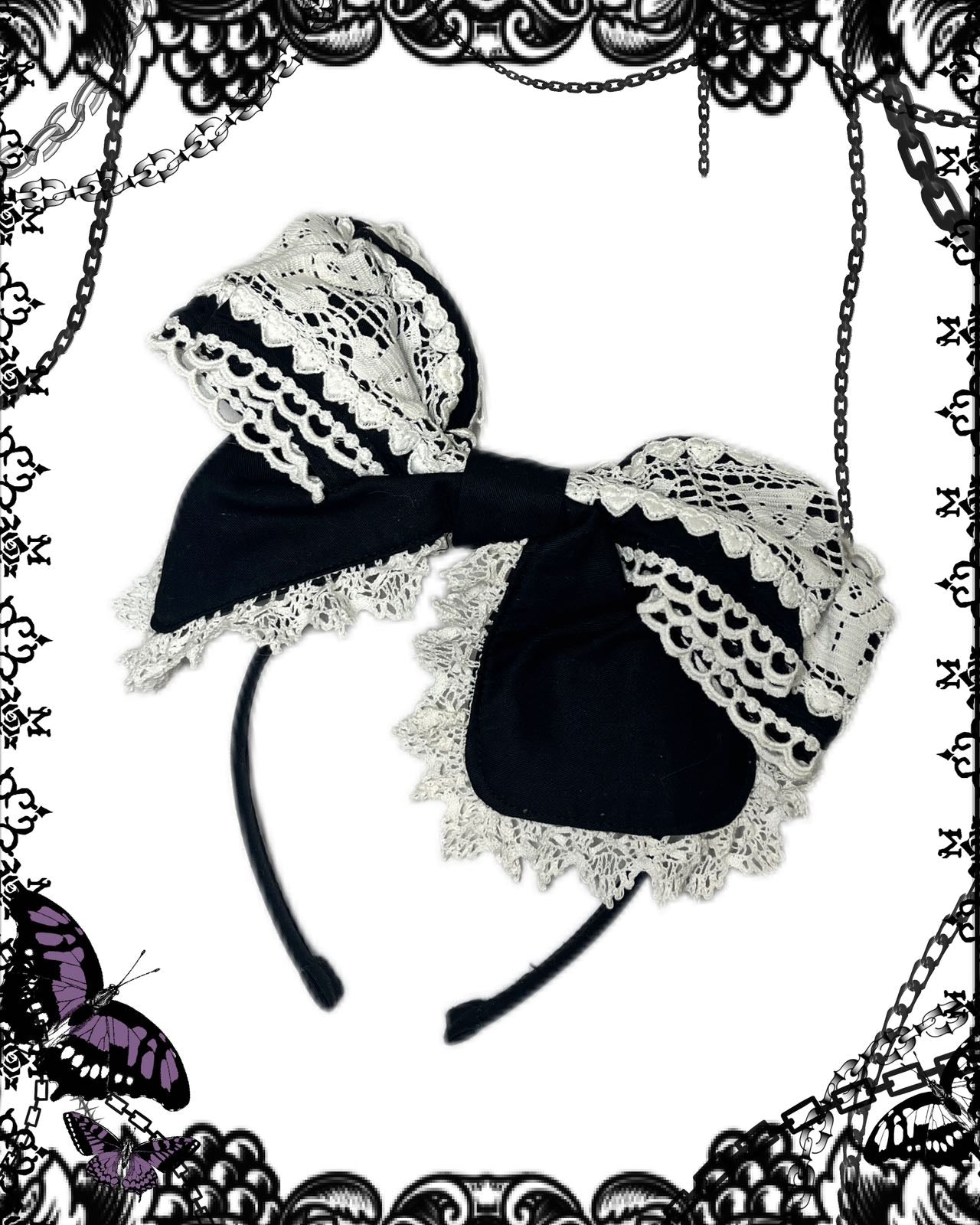 Baby the Stars Shine Bright Black Lace Bow Headband