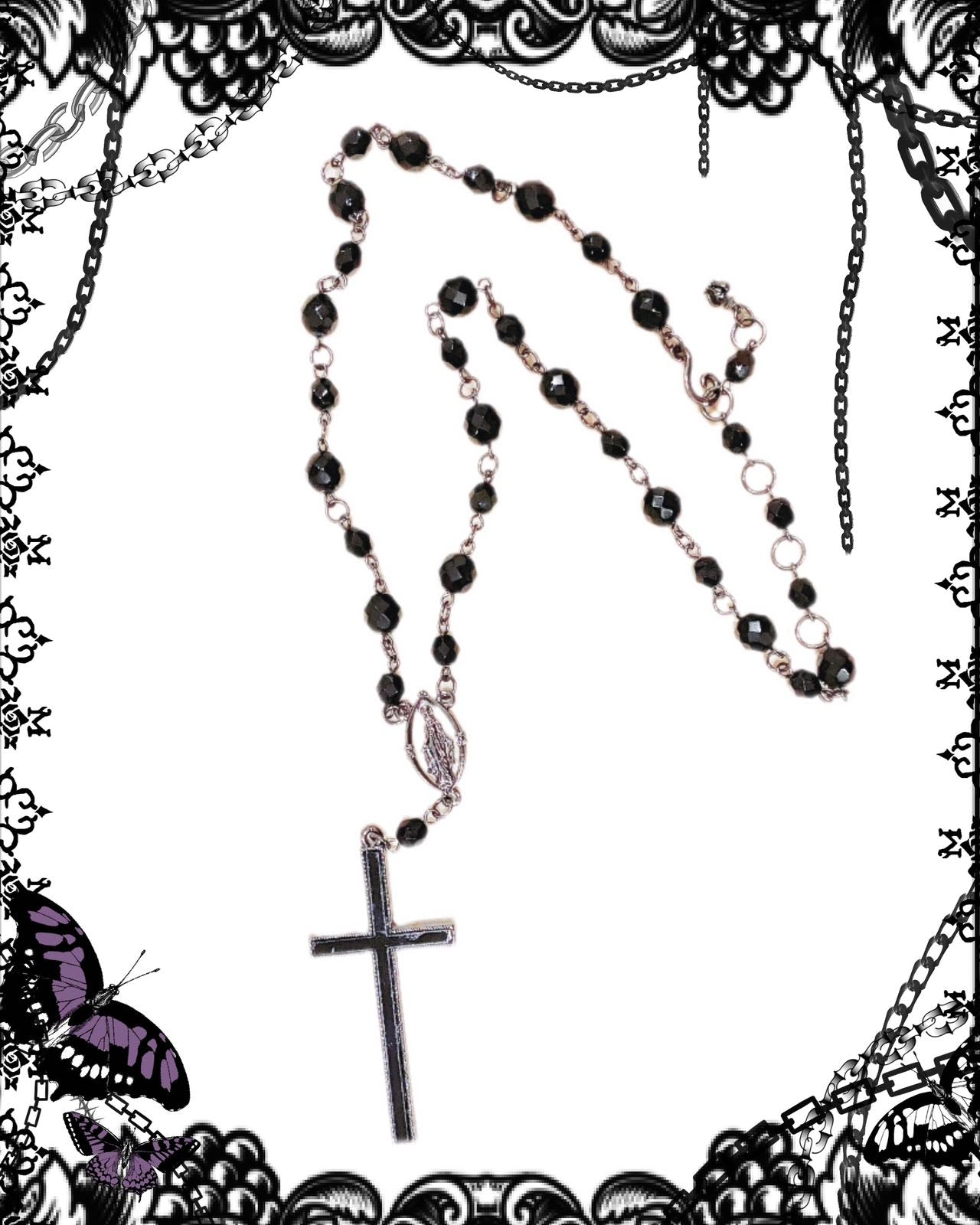 Sheglit Black Jewel Cross Necklace
