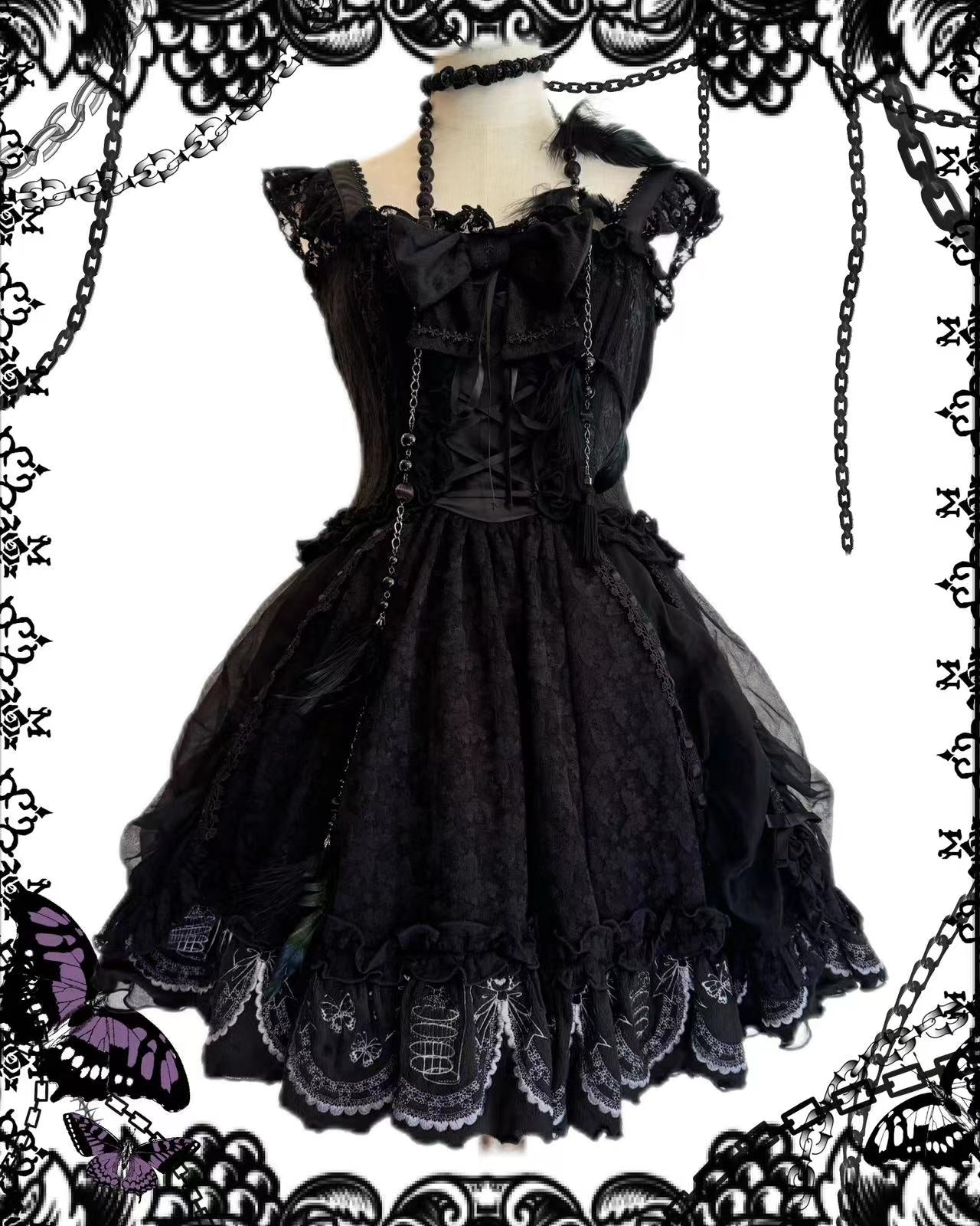 h.Naoto Frill Mesh Layer Bow JSK