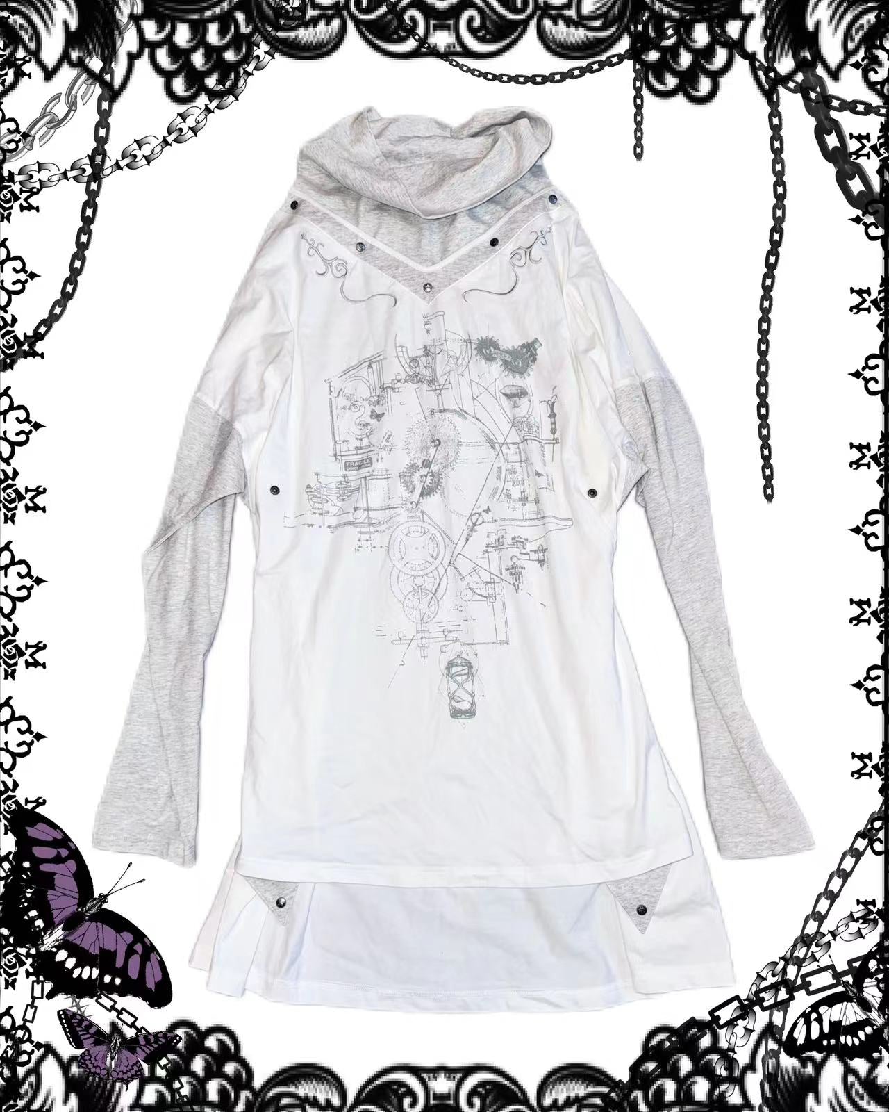 OZZ ON Gear Print High-Neck Top