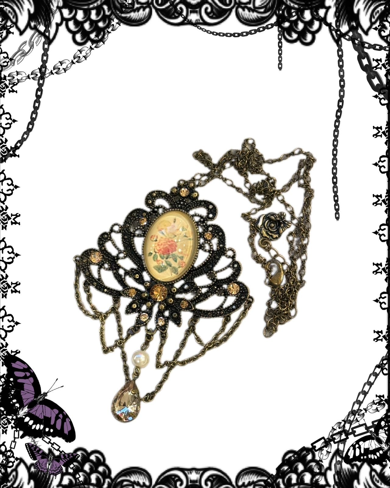 Axes Femme Floral Pendant Necklace