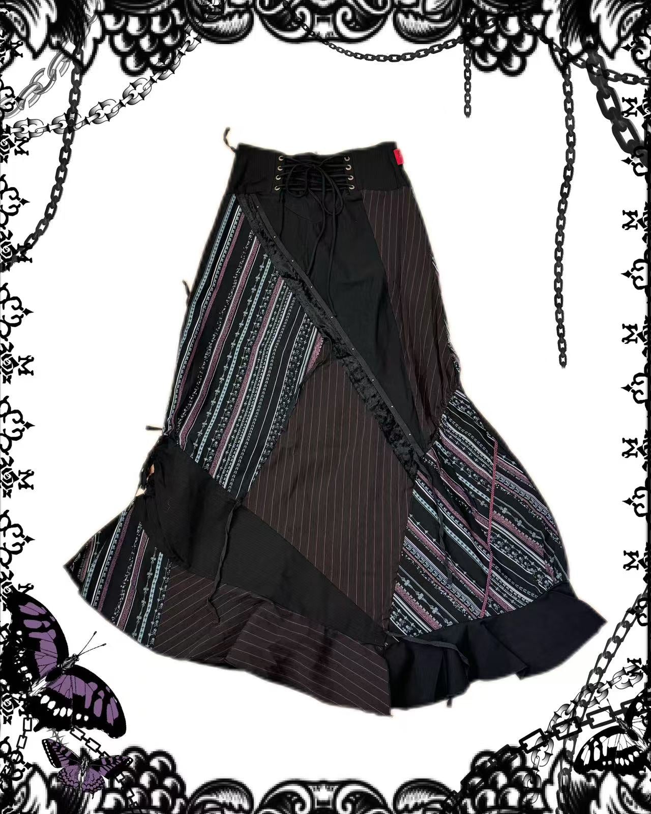 OZZ ON Stripe Patch Maxi Skirt