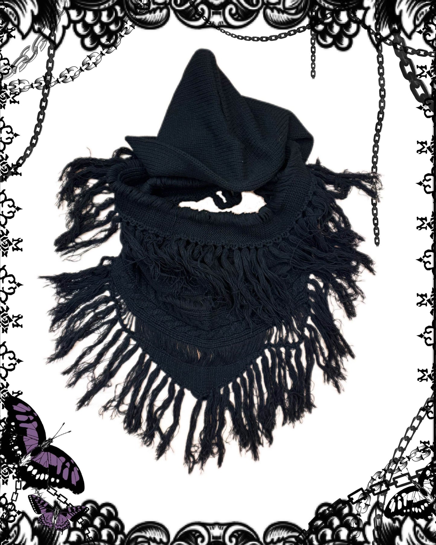 Moonage Devilment Tassel Scarf with Hood