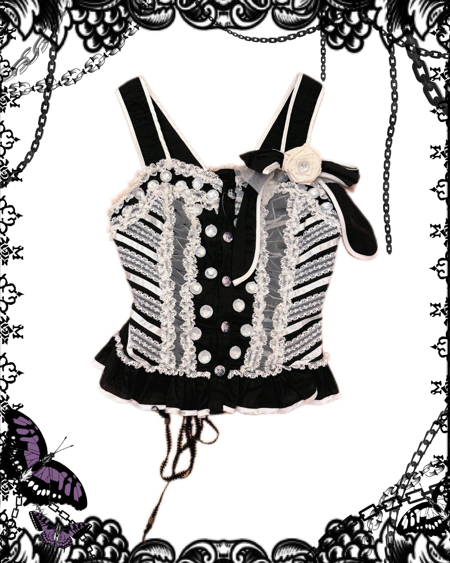 Algonquins Lace and Jewel Lace-Up Top