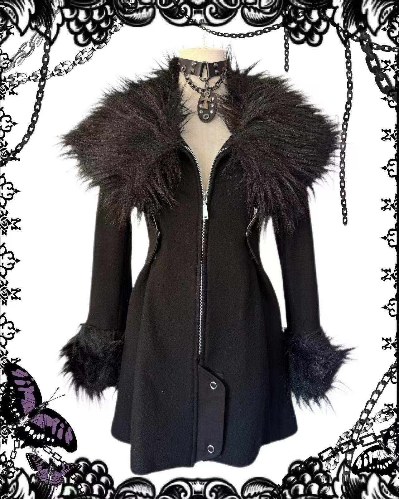 alice auaa Fur Collar Zip-Up Jacket
