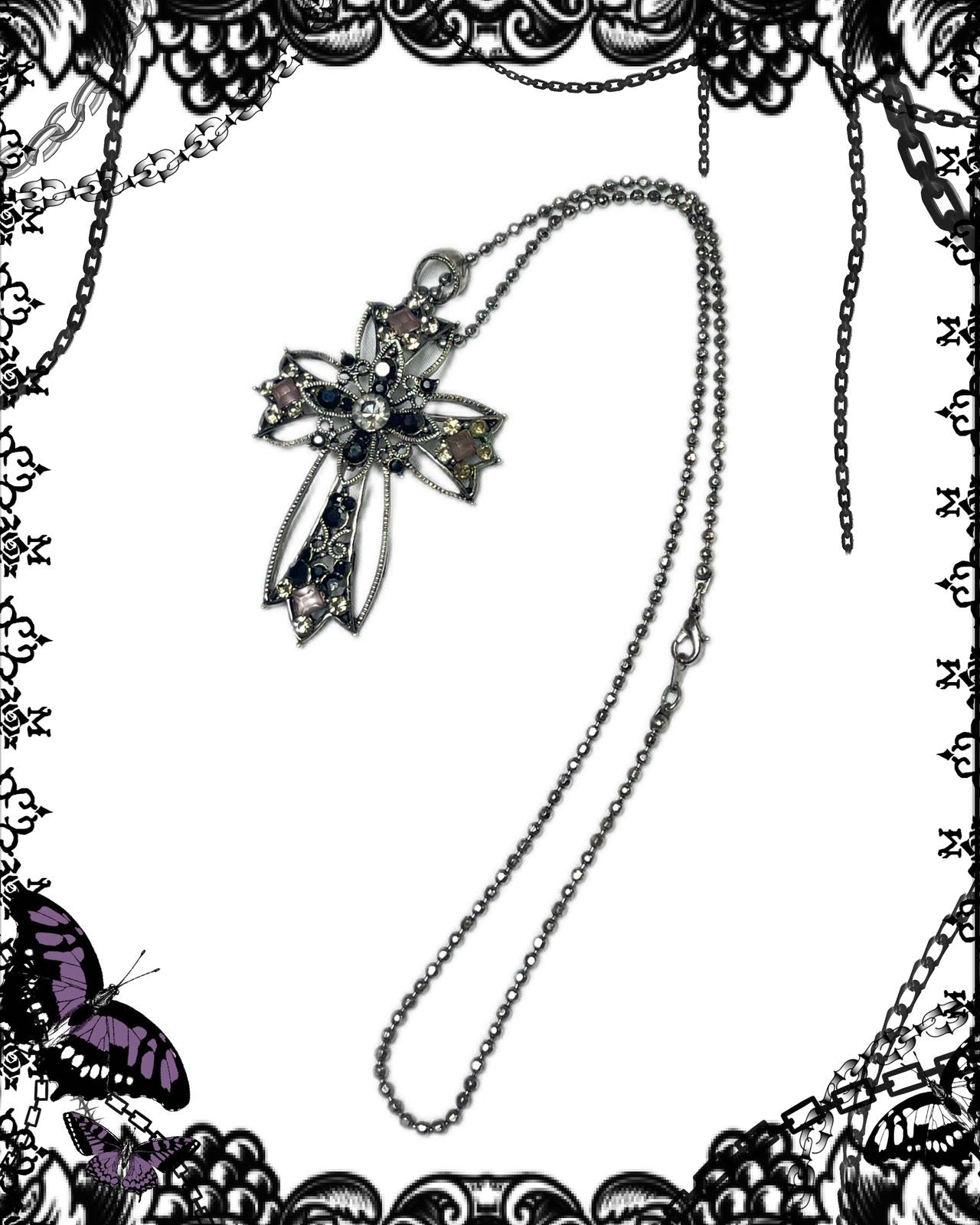 OZZ ON Multi-Layers Jewel Cross Necklace
