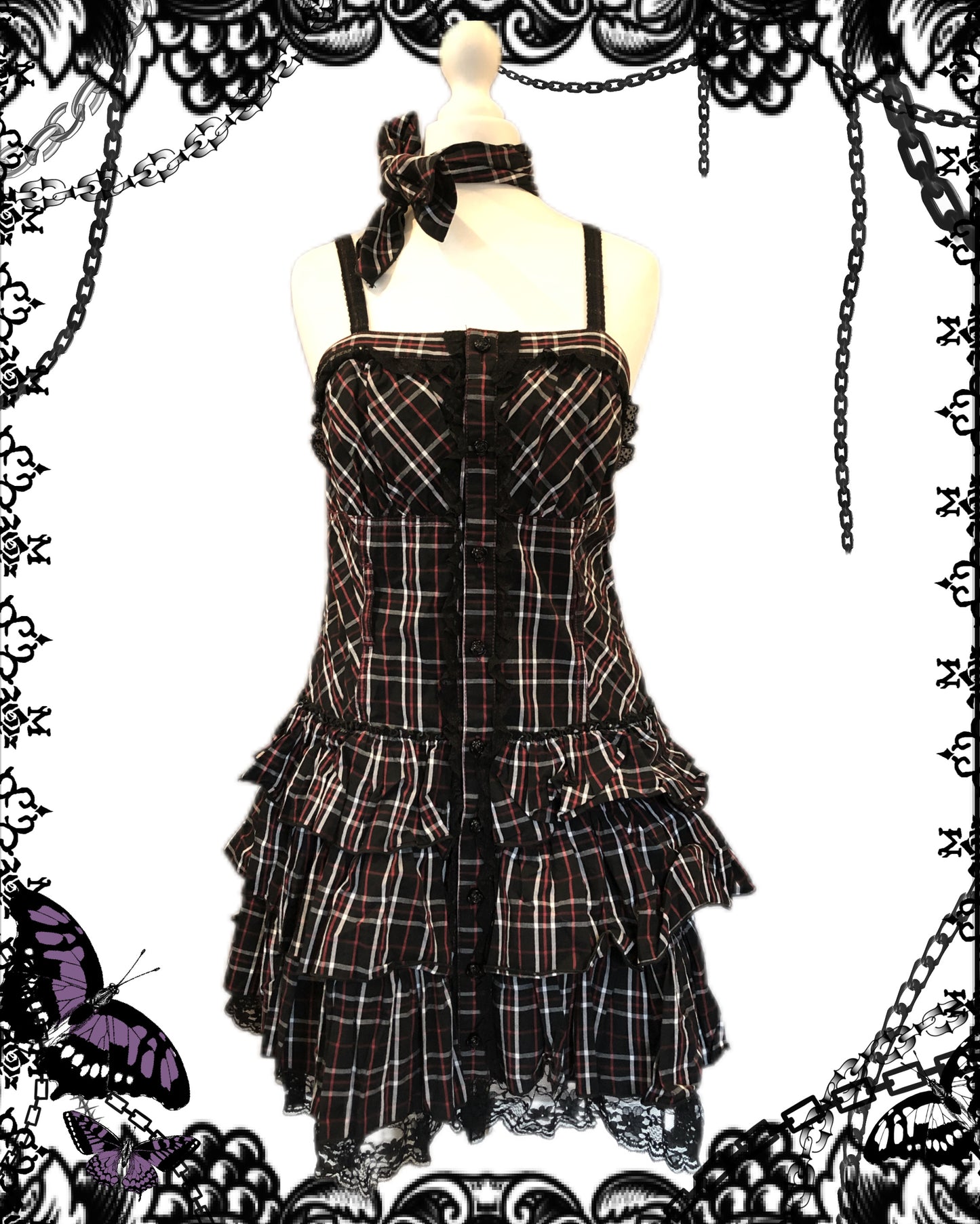 Algonquins Plaid Ruffle Tank Top Dress