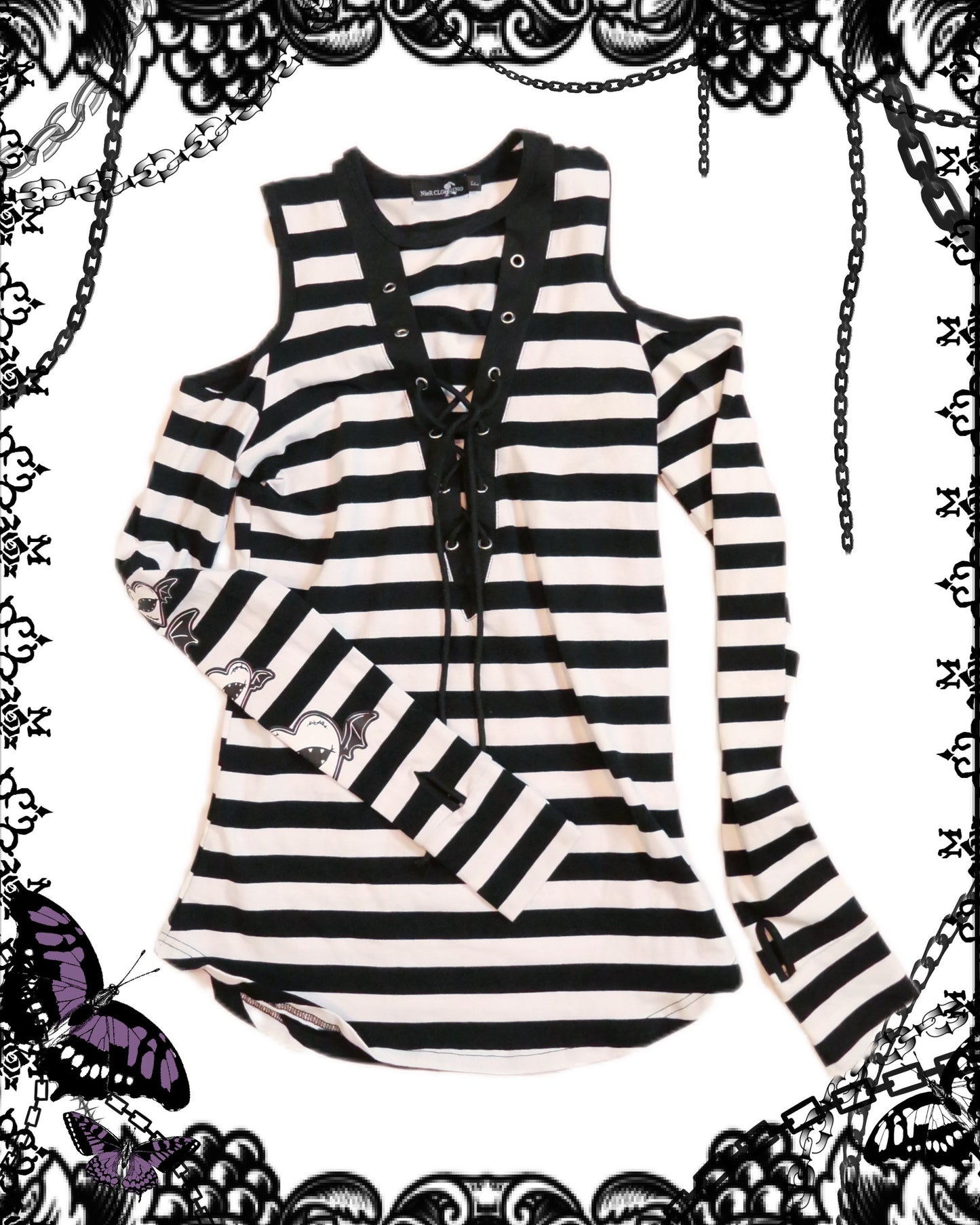 NieR Stripe Lace Up Shirt